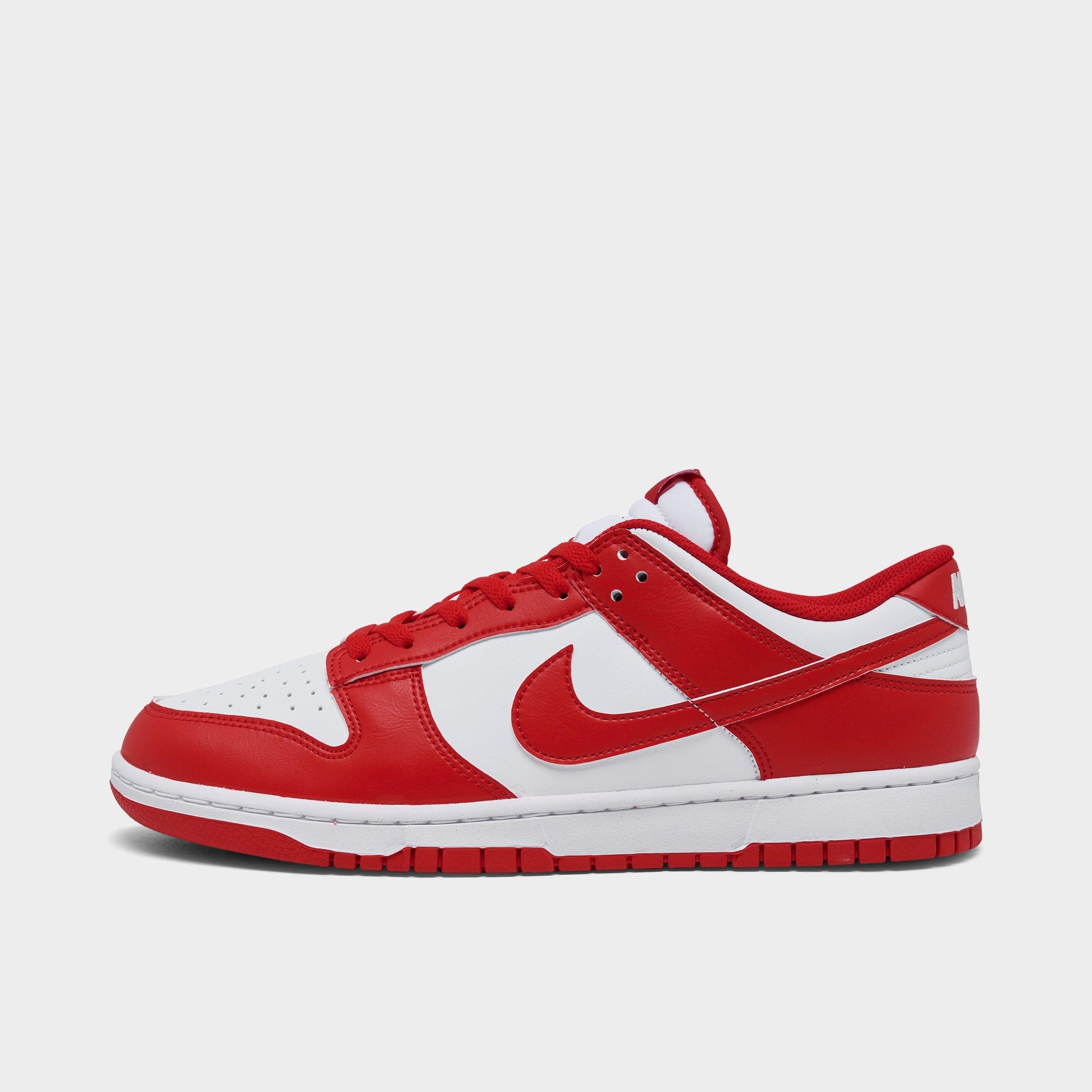 Nike Men's Dunk Low Retro Casual Shoes in White/University Red/White Size: 8.0