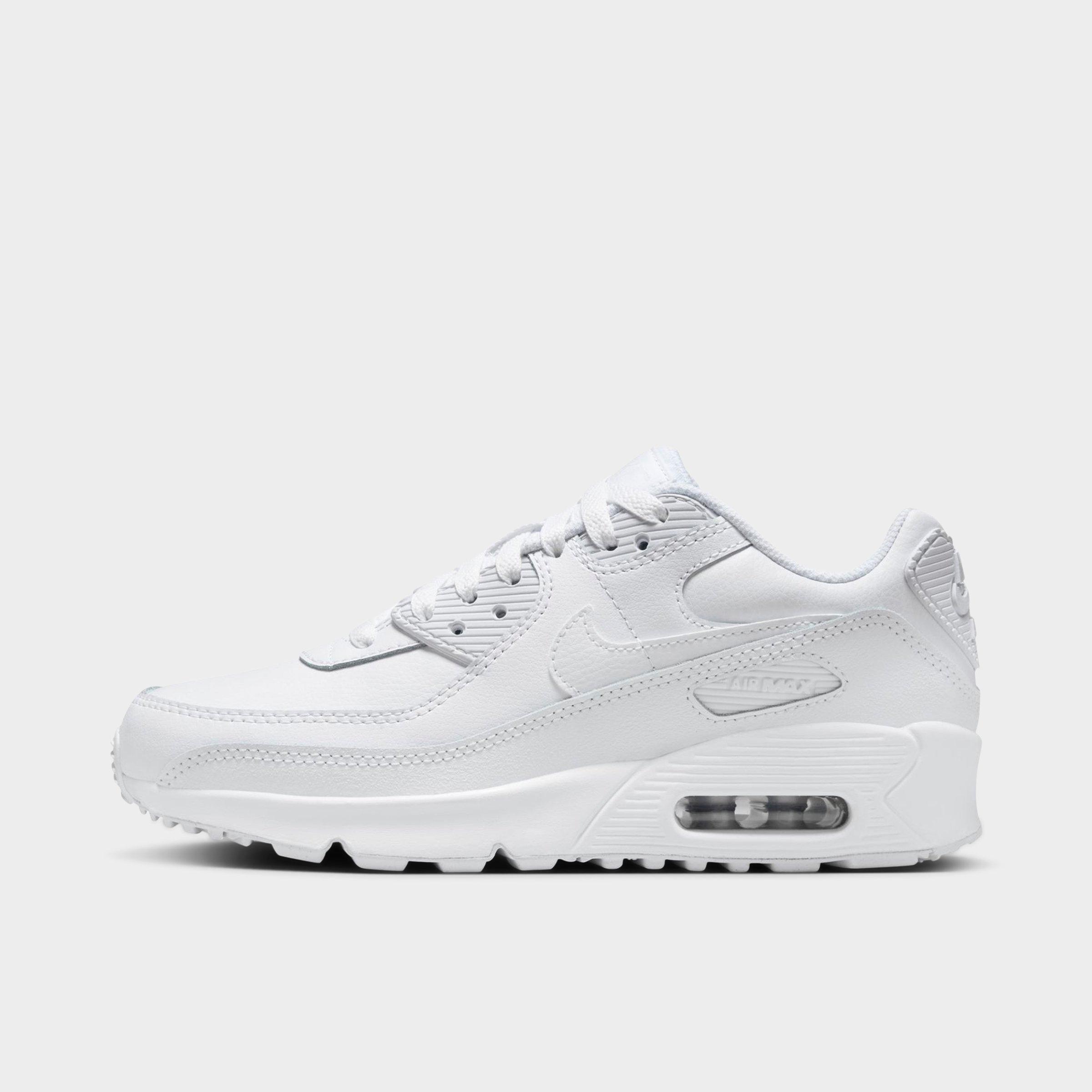 Nike Big Kids Air Max 90 Casual Shoes in White/Metallic Silver/White Size: 3.5