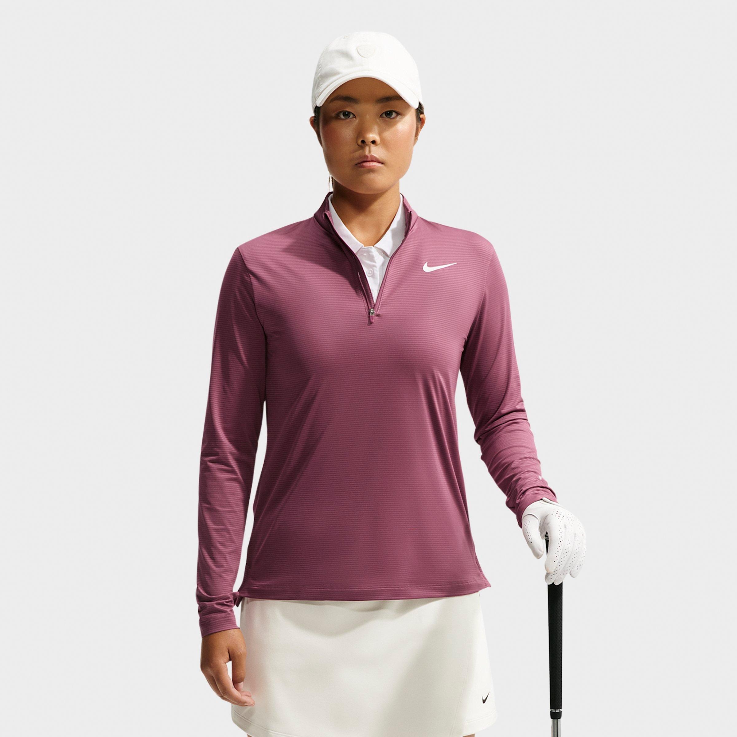 Nike Women's Victory Dri-FIT 1/4-Zip Golf Top in Pink Smoke/White Size: XS
