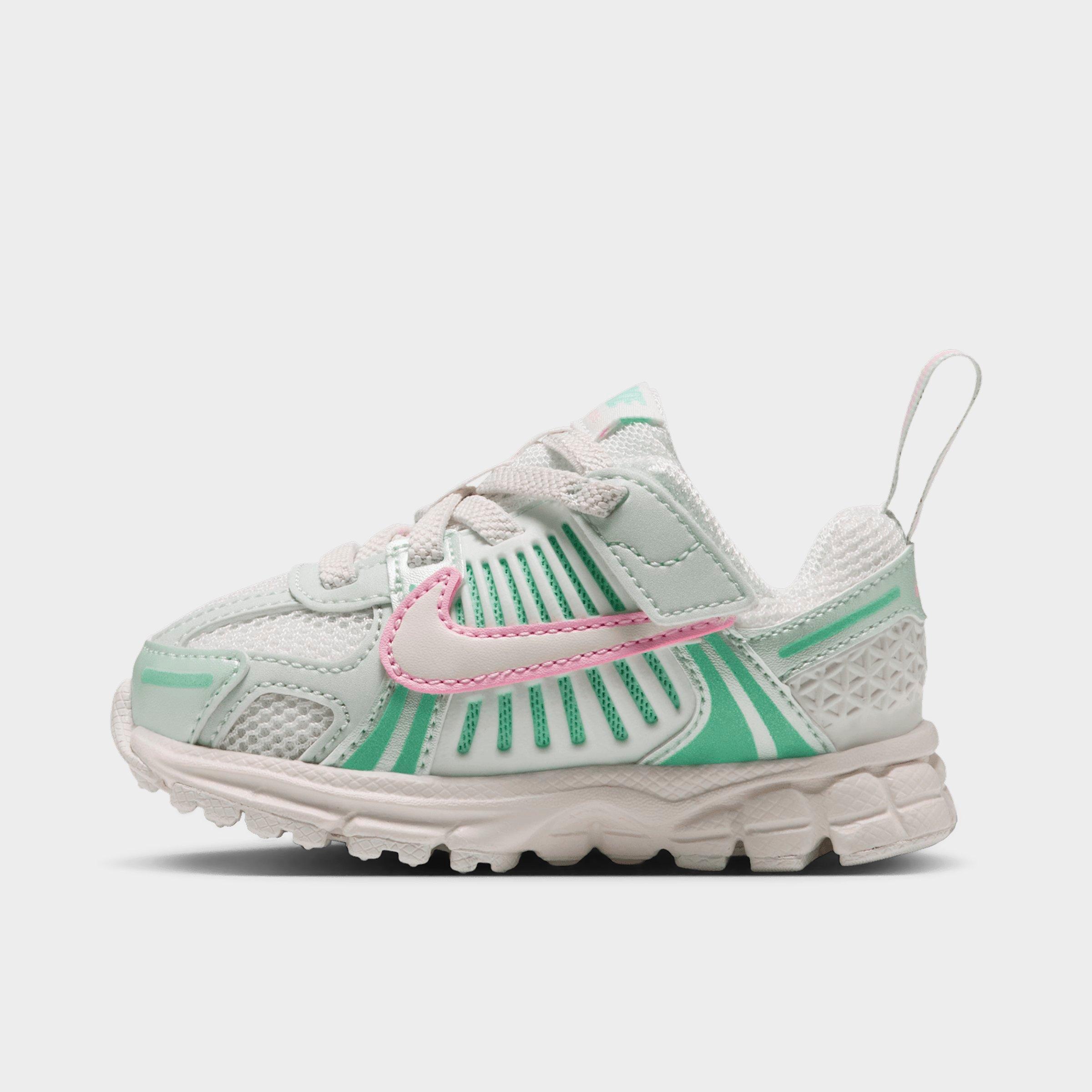 Nike Infant and Kids Toddler Vomero 5 Stretch Lace Casual Shoes in Sail/Pink Foam/Arctic Green Size: 9.0