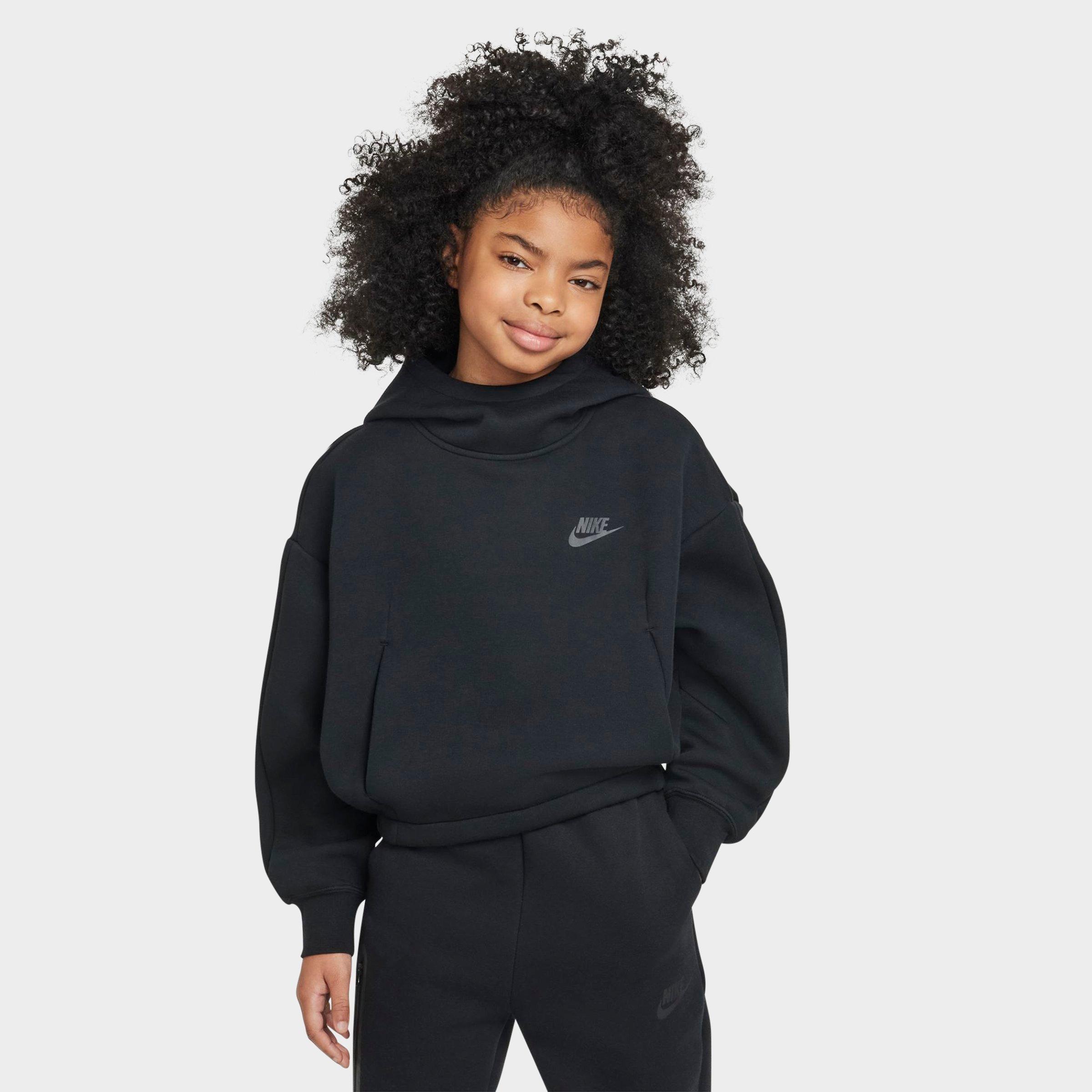 Nike Girls Sportswear Tech Fleece Oversized Hoodie in Black Size: XS