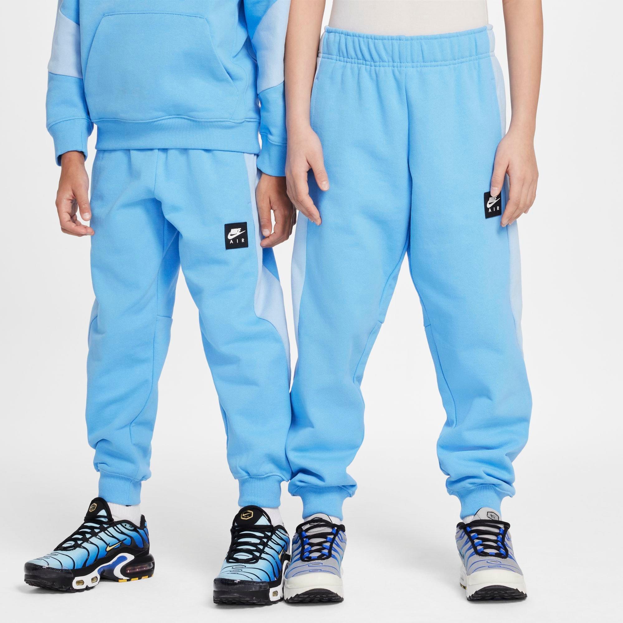 Nike Big Kids Air Fleece Joggers Pants in University Blue/Psychic Blue/White Size: Medium