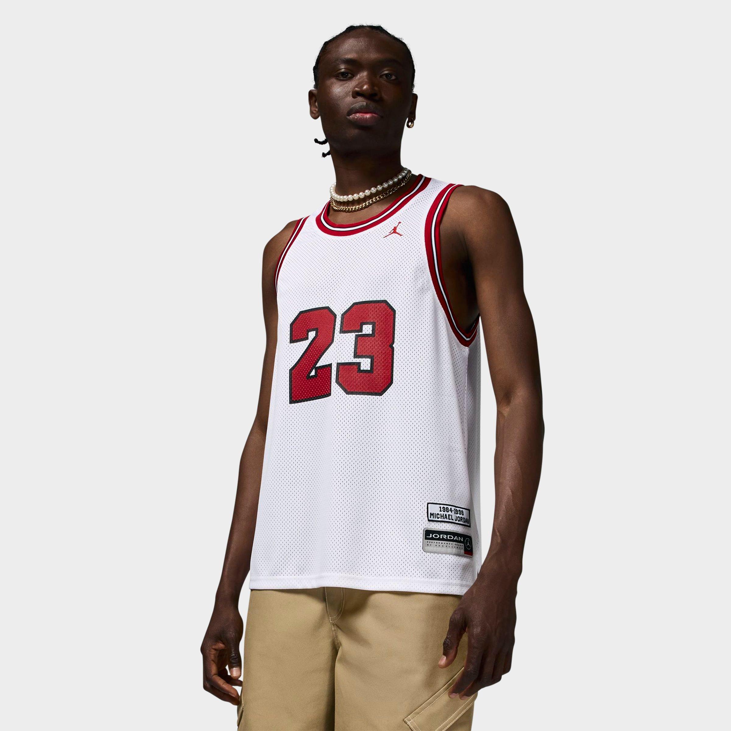 Jordan Men's Essentials 23 Summer Jersey in White/Gym Red Size: Small