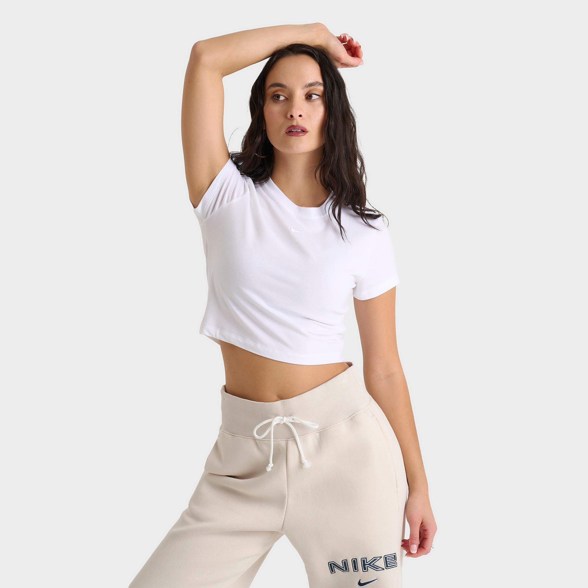 Nike Women's Sportswear Essential Slim Crop T-Shirt in WHITE Size: XS