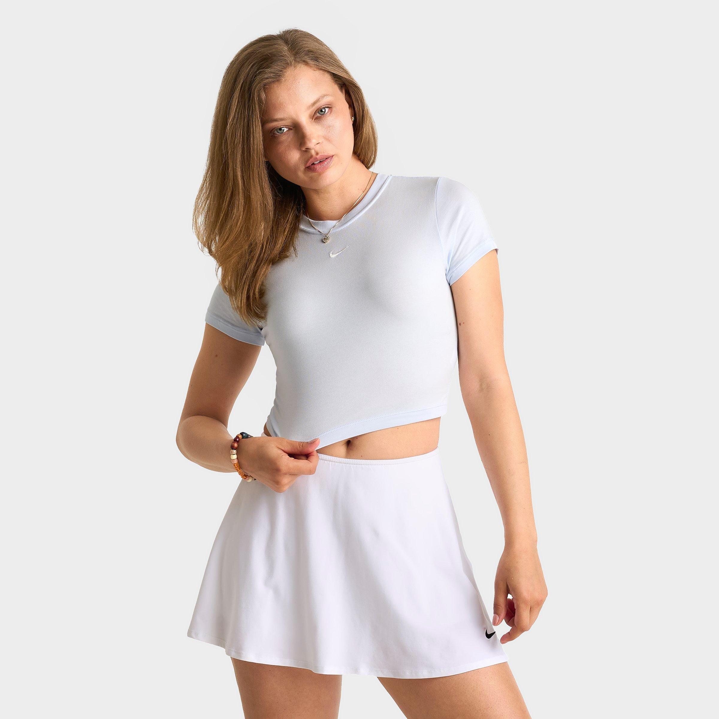 Nike Women's Sportswear Essential Slim Crop T-Shirt in Blue Tint/Sail Size: XS