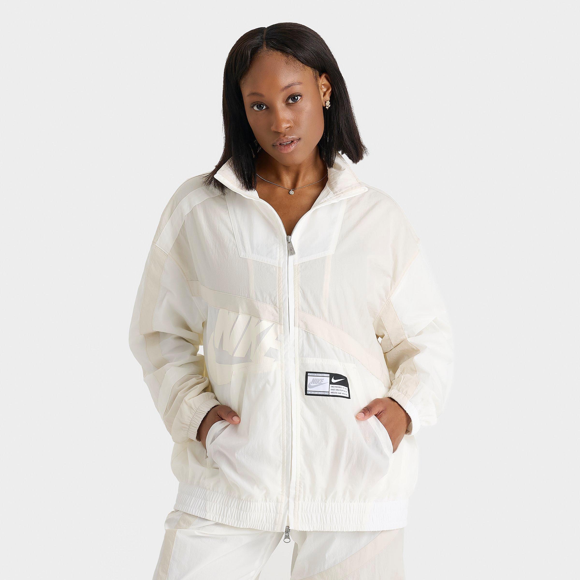 Nike Women's Sportswear Street Woven Jacket in Sail/Light Orewood Brown/Light Orewood Brown Size: XS