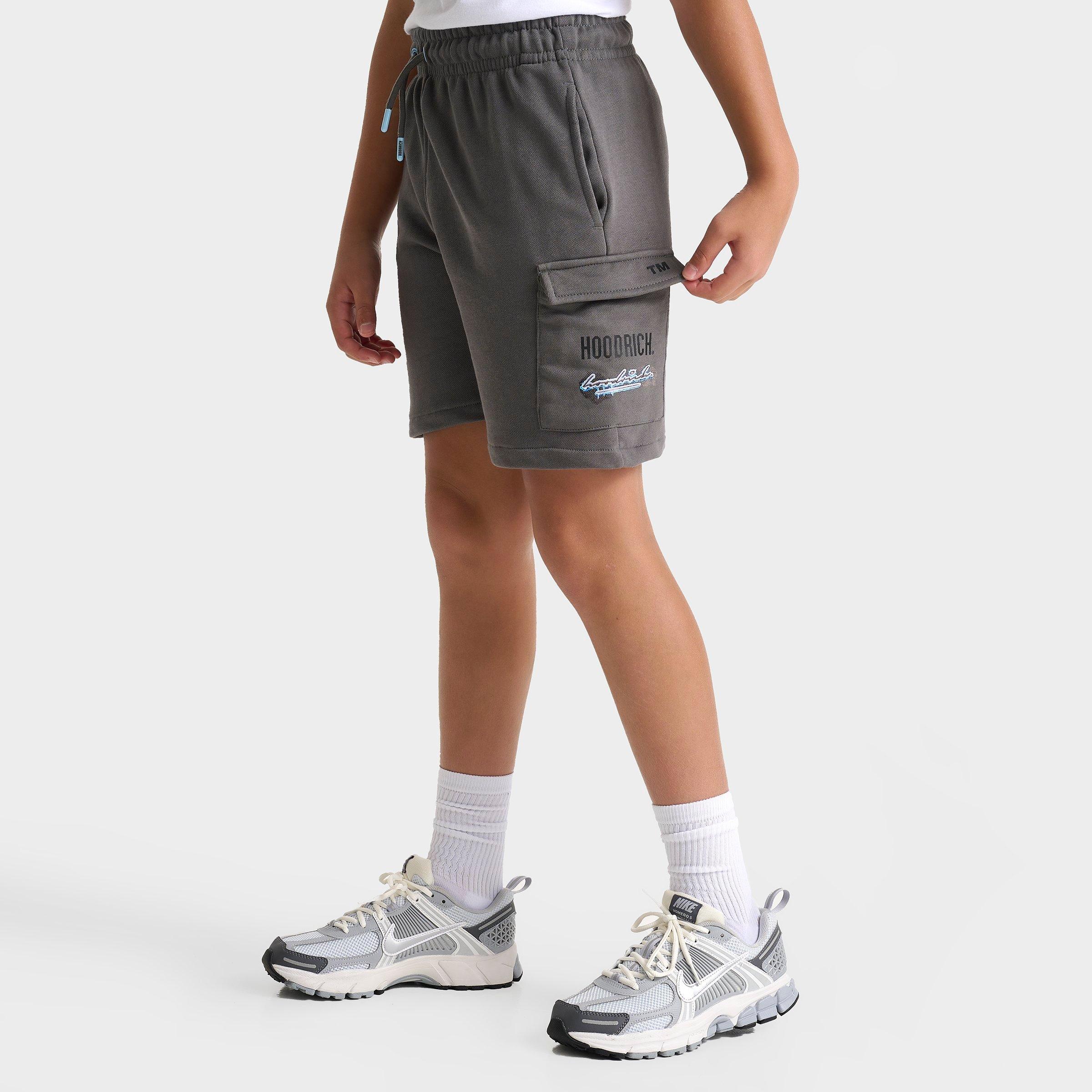 Hoodrich Kids Splatter Cargo Shorts in Lava Smoke/Clear Sky Size: Small