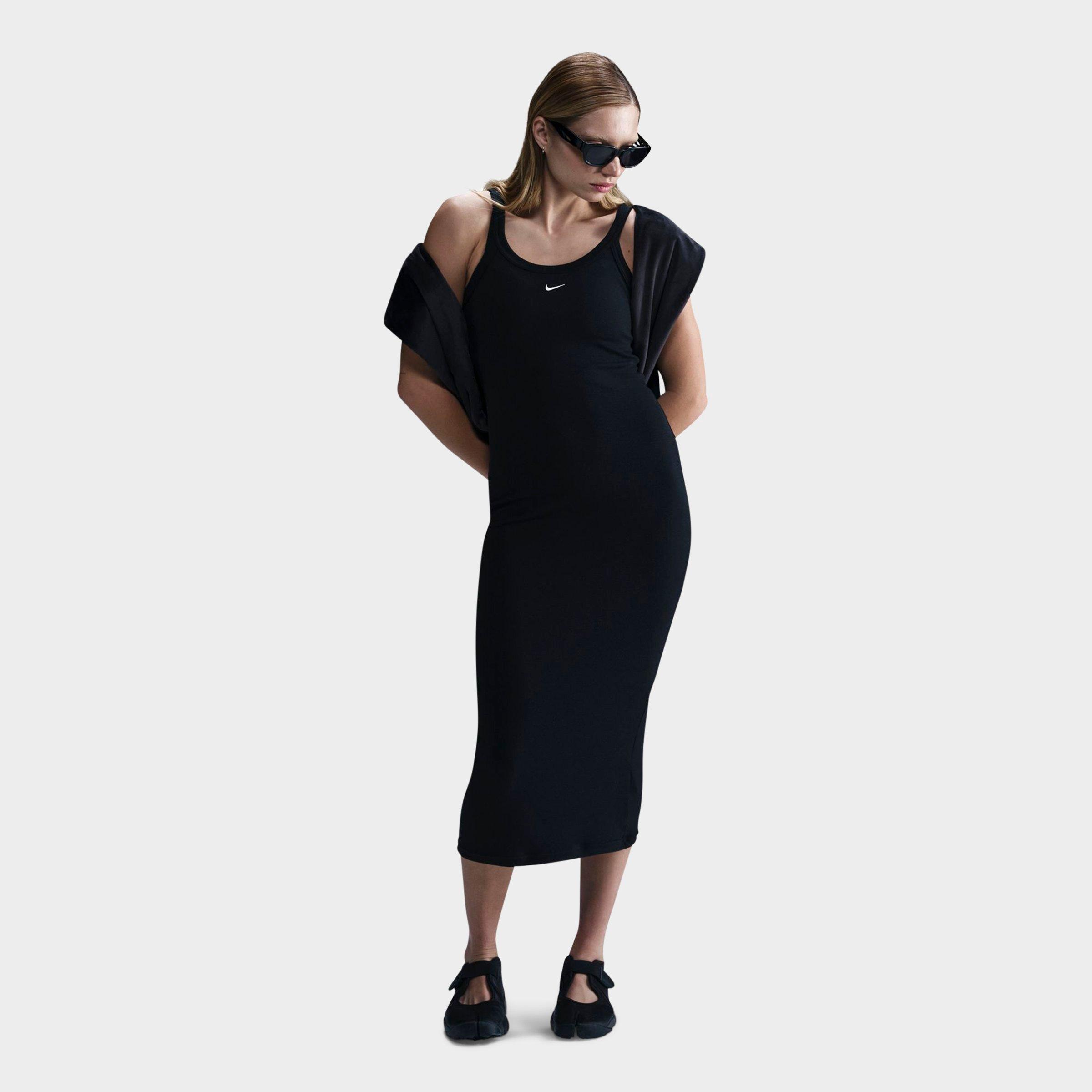 Nike Women's Sportswear Chill Knit Mini-Rib Tank Dress in BLACK/SAIL Size: XS