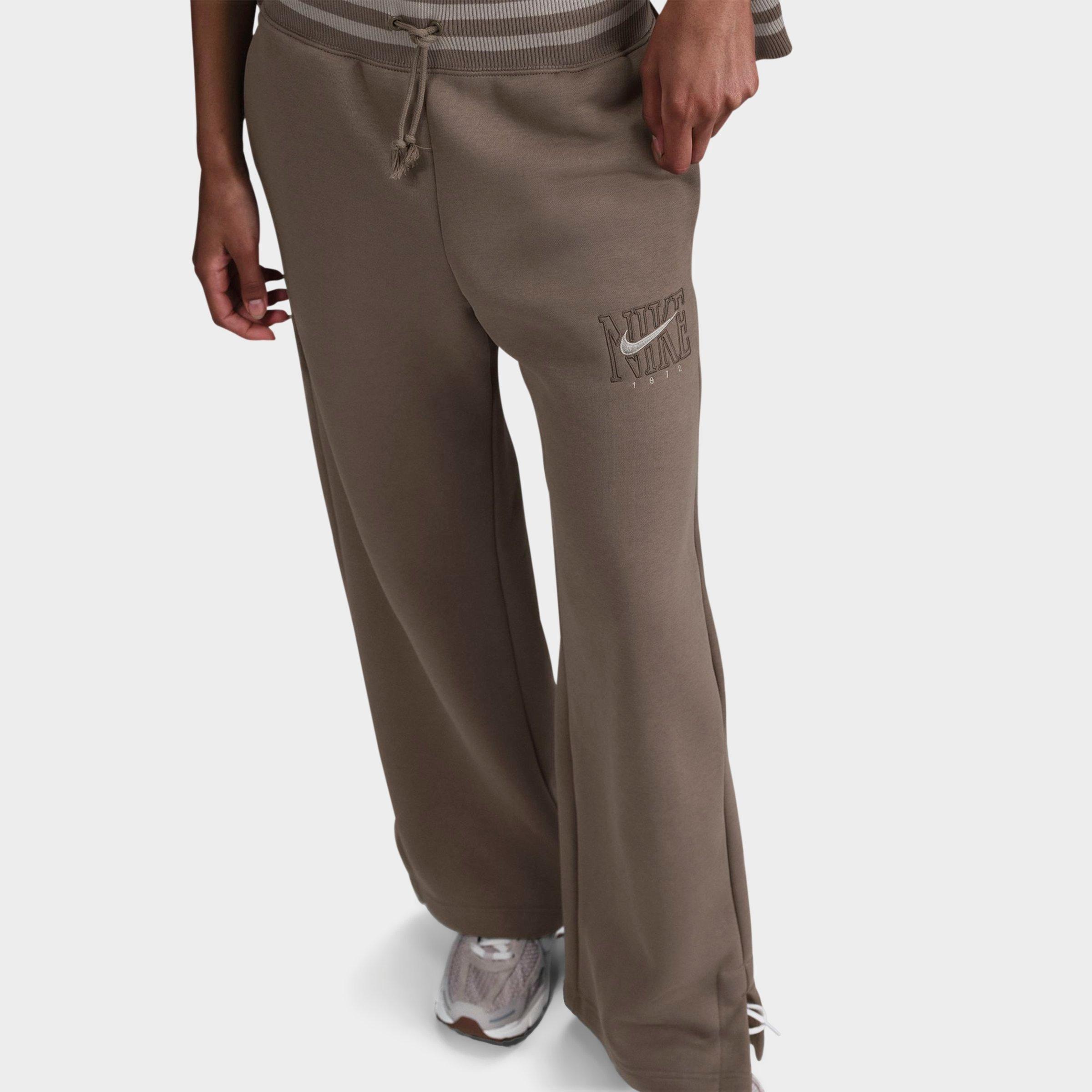 Nike Women's Sportswear Phoenix Fleece High-Waist Wide-Leg Graphic Jogger Pants in MINK BROWN Size: XS