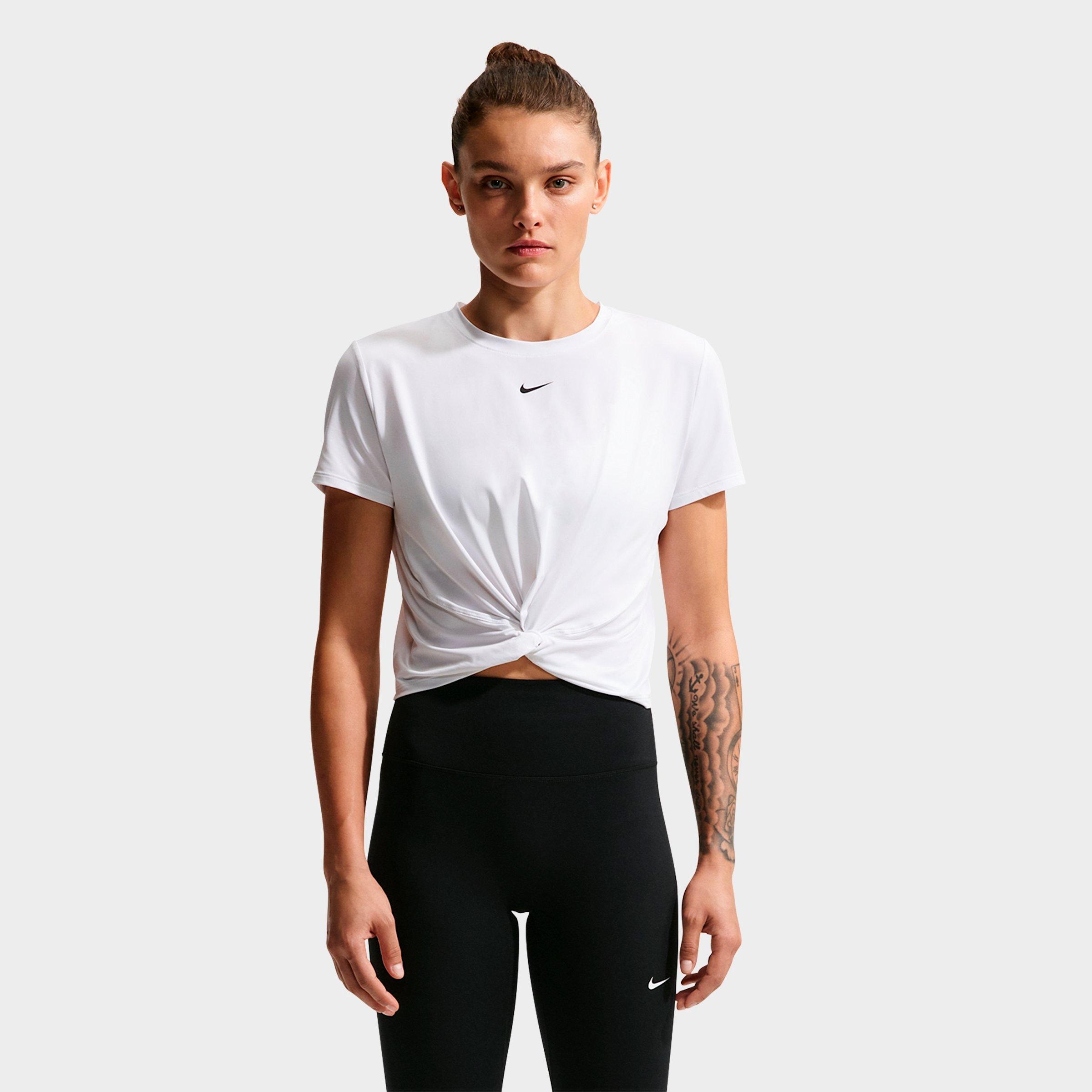 Nike Women's One Classic Twist Dri-FIT Short-Sleeve Top in White/Black Size: Small