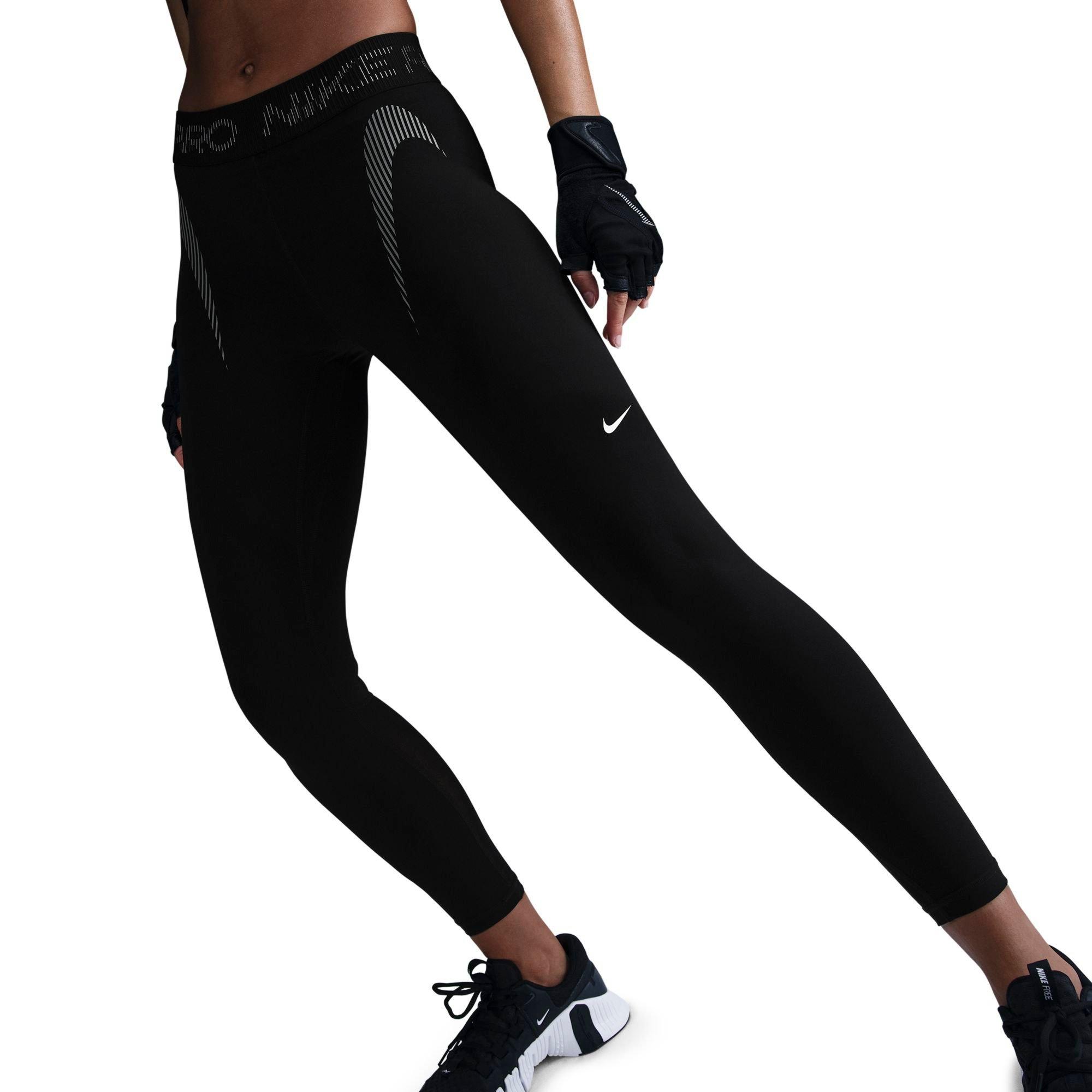 Nike Women's Pro Dri-FIT Mid-Rise 7/8 Graphic Leggings in Black/Cool Grey/White Size: XS