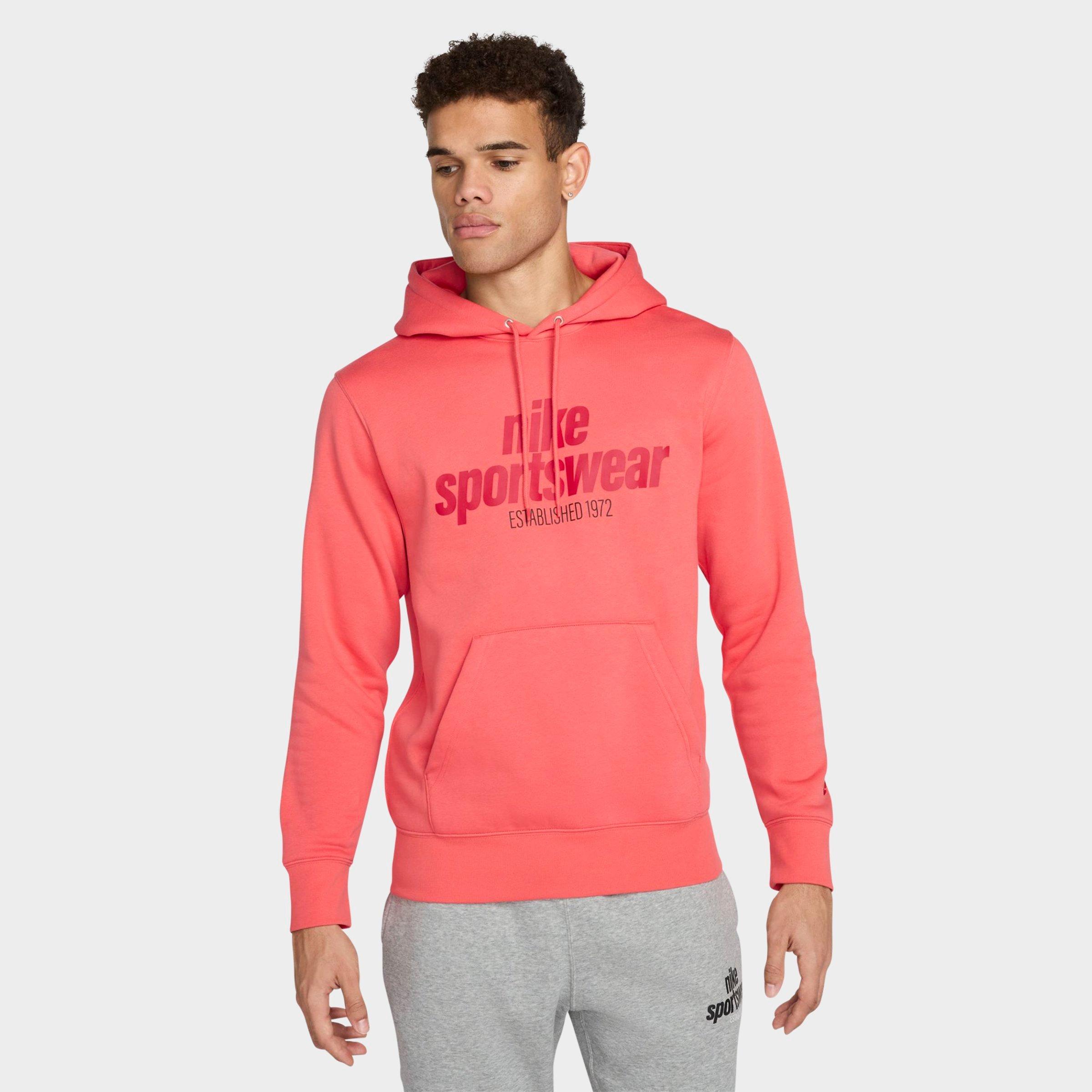 Nike Men's Sportswear Club Fleece Retro Pullover Hoodie in Magic Ember/Magic Ember/University Red Size: Small
