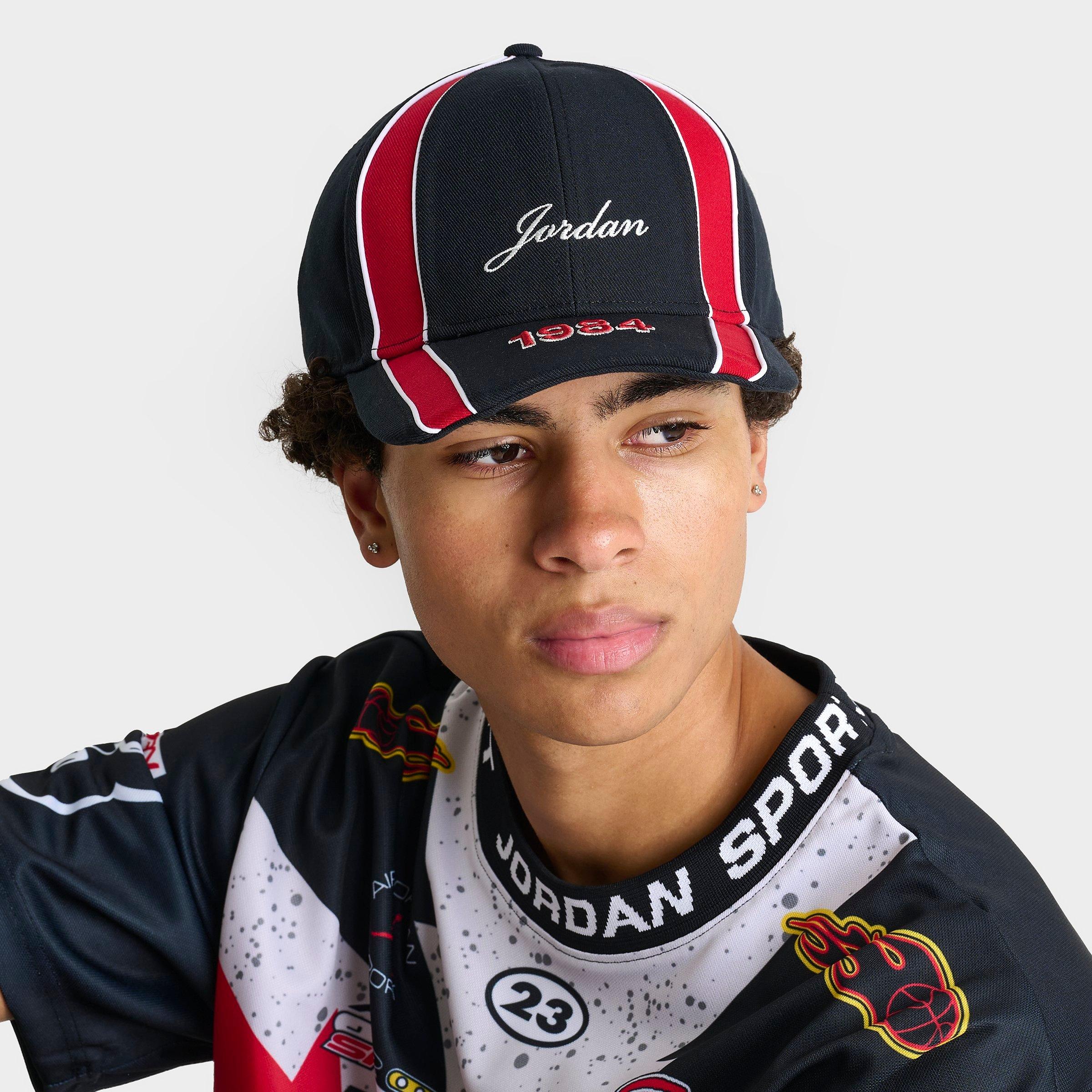 Jordan Rise Structured Snapback Hat in Black/Gym Red Size: Large/XL