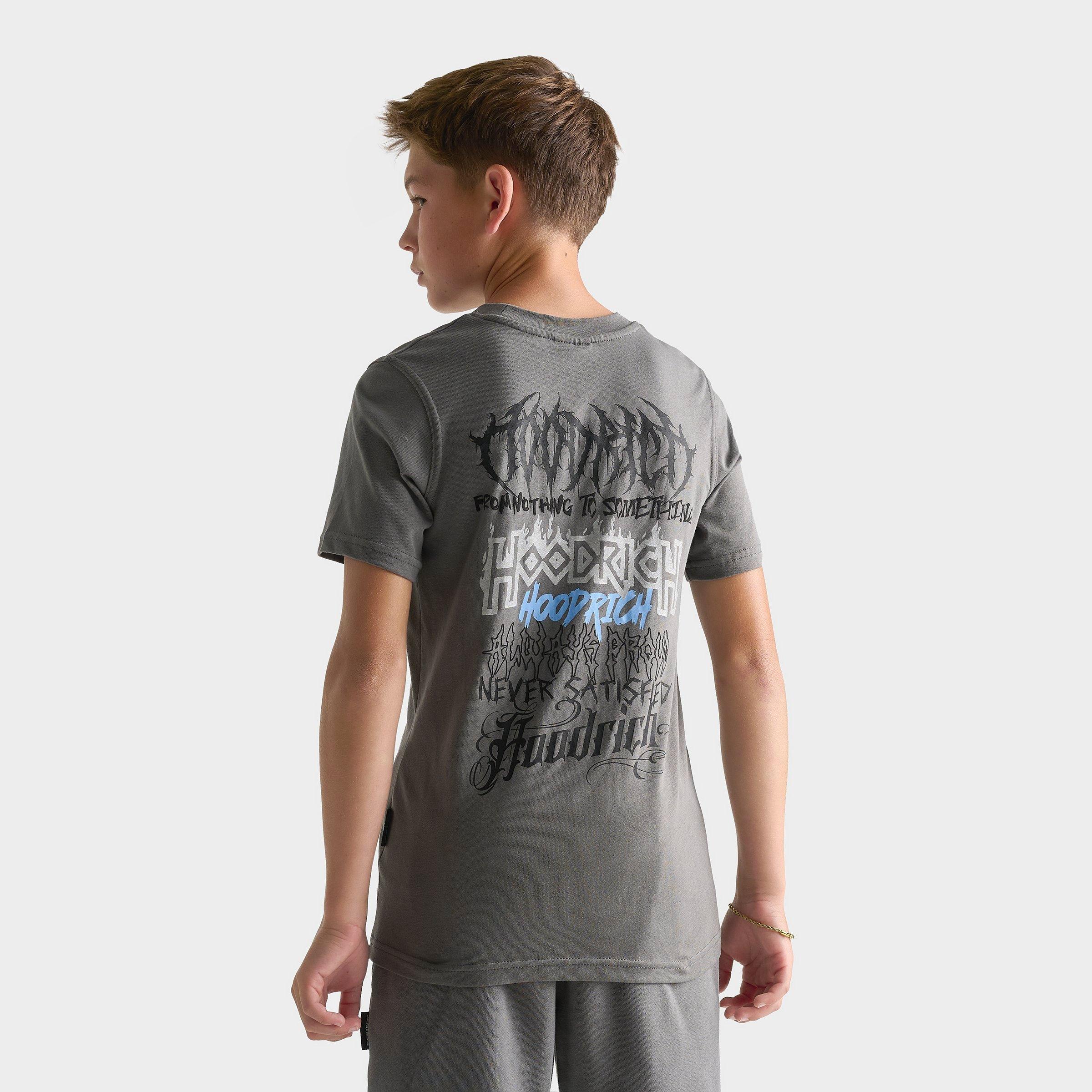 Hoodrich Big Kids Spectral Multi Logo T-Shirt in Grey Size: Large