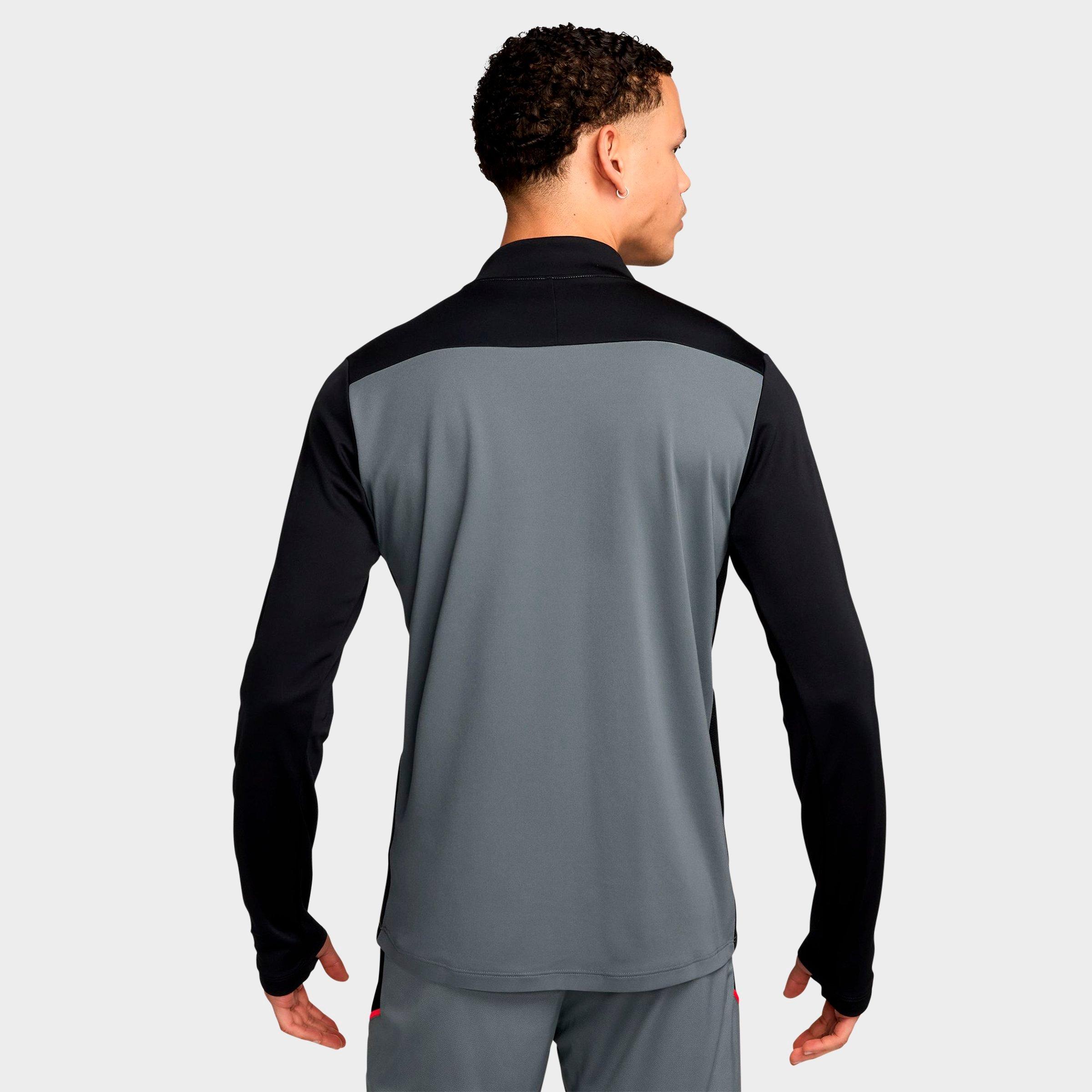 Nike Men's Academy Dri-FIT Soccer Drill Top in Cool Grey/Black/Bright Crimson Size: Small
