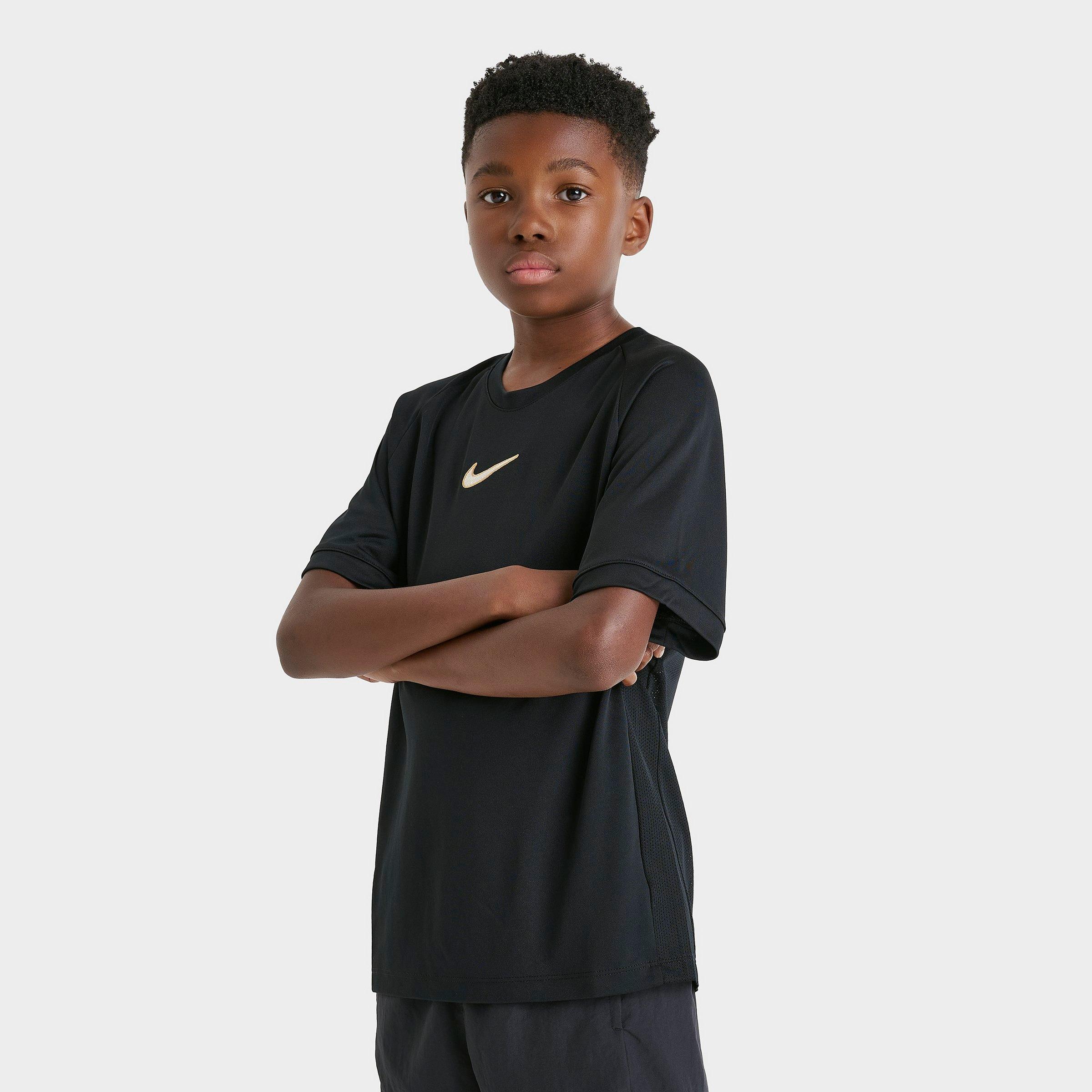 Nike Big Kids Academy Dri-FIT Back Hit Soccer T-Shirt in Black/Pale Ivory Size: Small