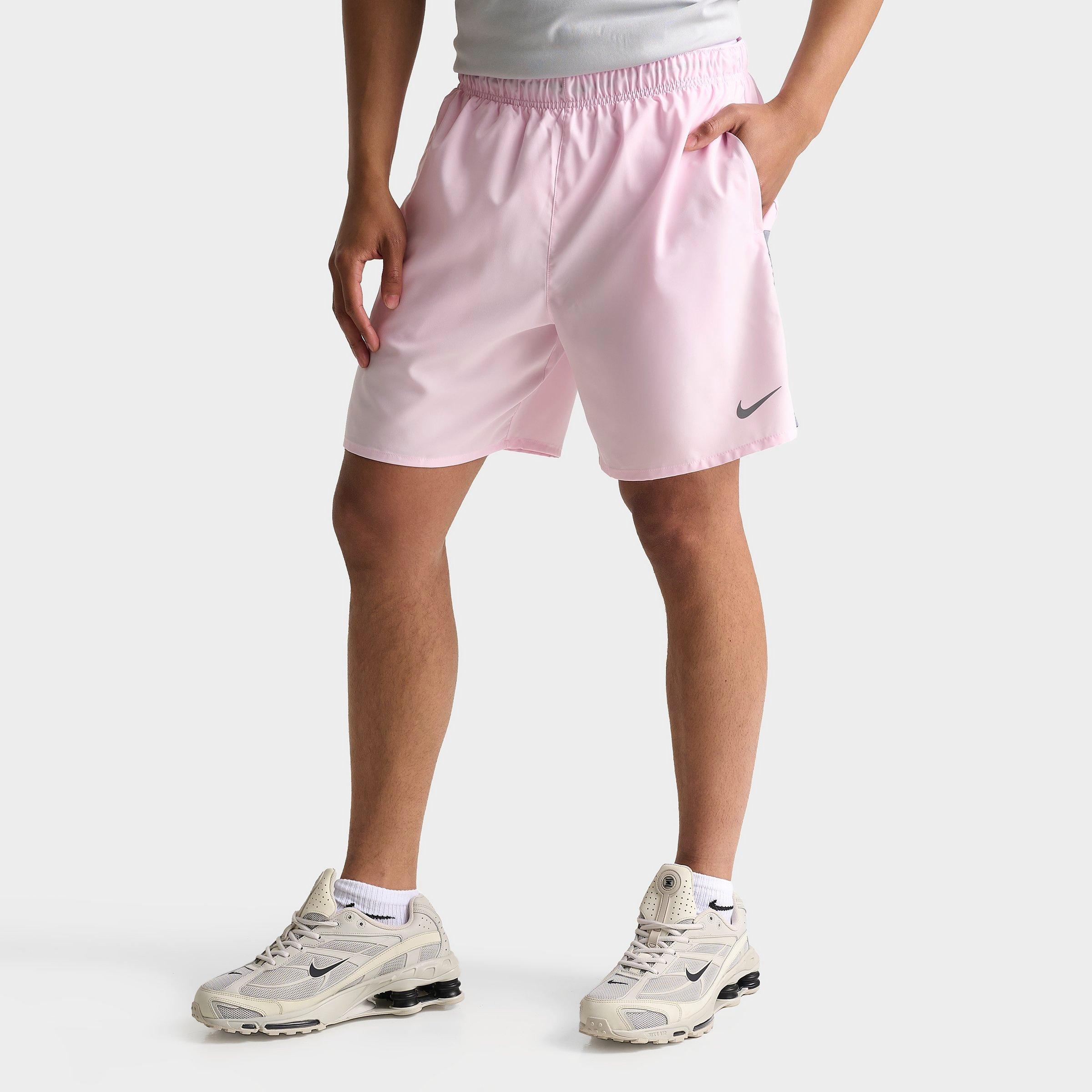 Nike Men's Dri-FIT Challenger Brief-Lined 7" Running Shorts in Pink Foam/Smoke Grey Size: XL