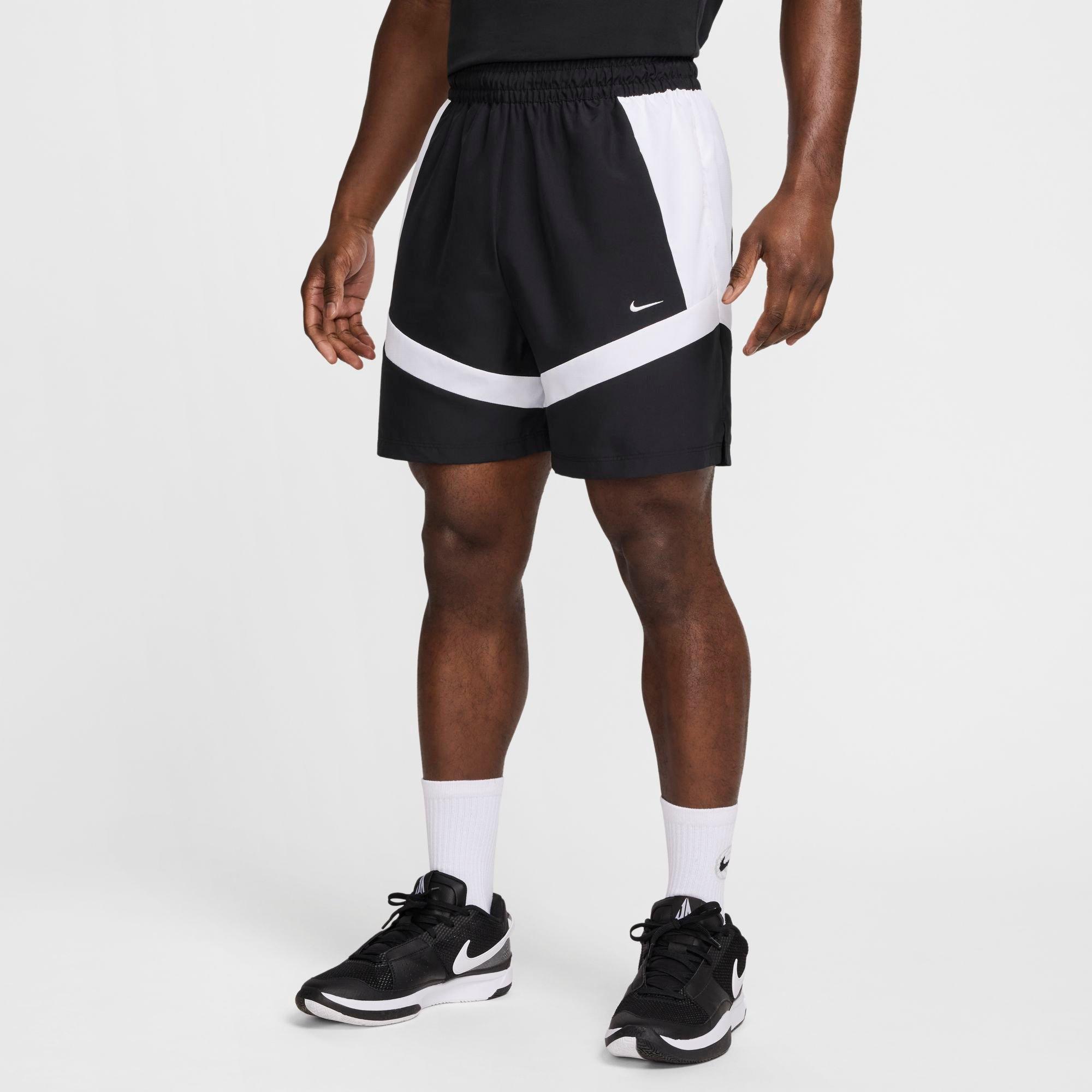 Nike Men's Icon 6" Woven Basketball Shorts in BLACK/WHITE/BLACK Size: Small