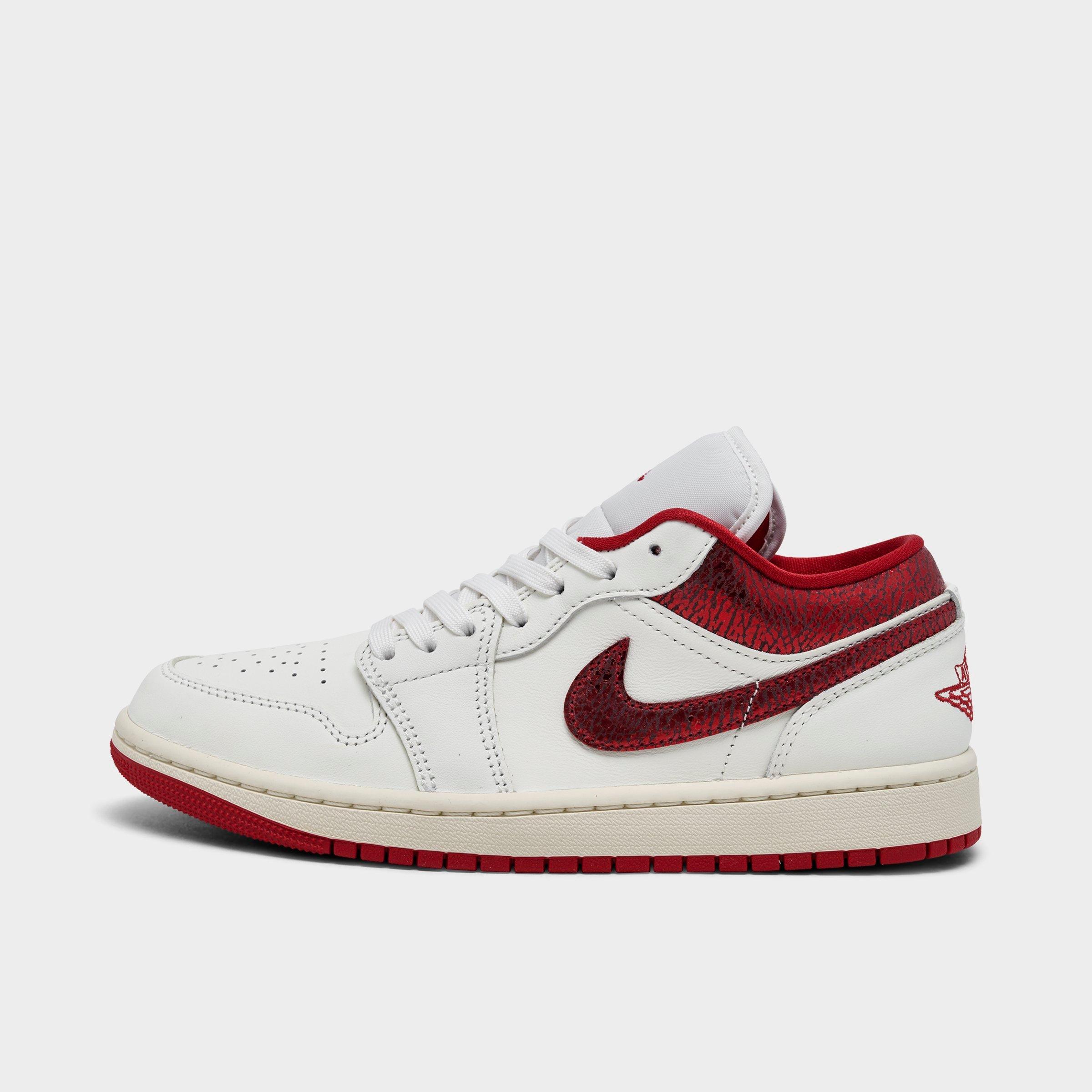 Jordan Women's Air 1 Low SE Casual Shoes in SAIL/VARSITY RED-TEA Size: 5.0