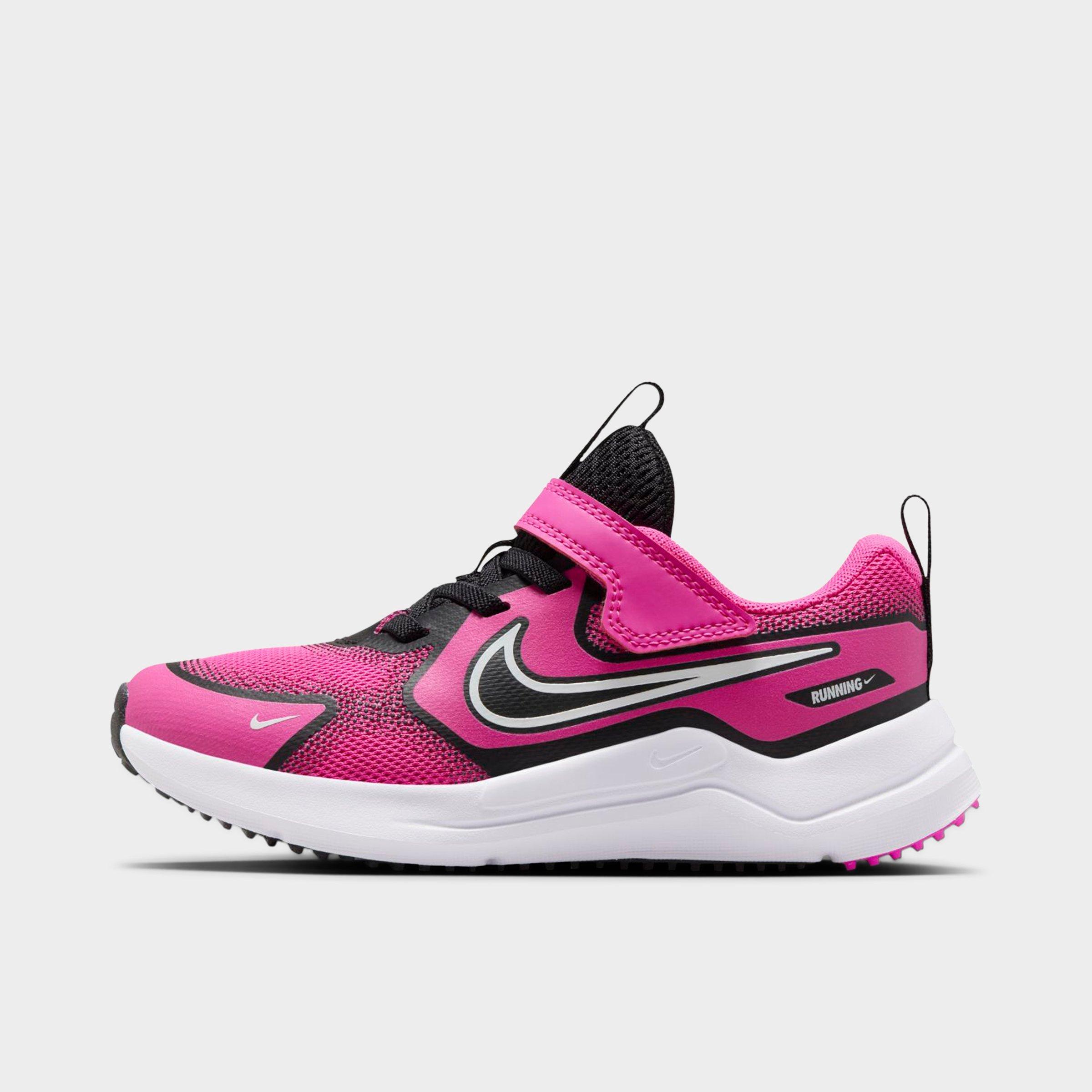 Nike Little Kids Cosmic Runner Stretch Lace Casual Shoes in Laser Fuchsia/White/Black Size: 1.0