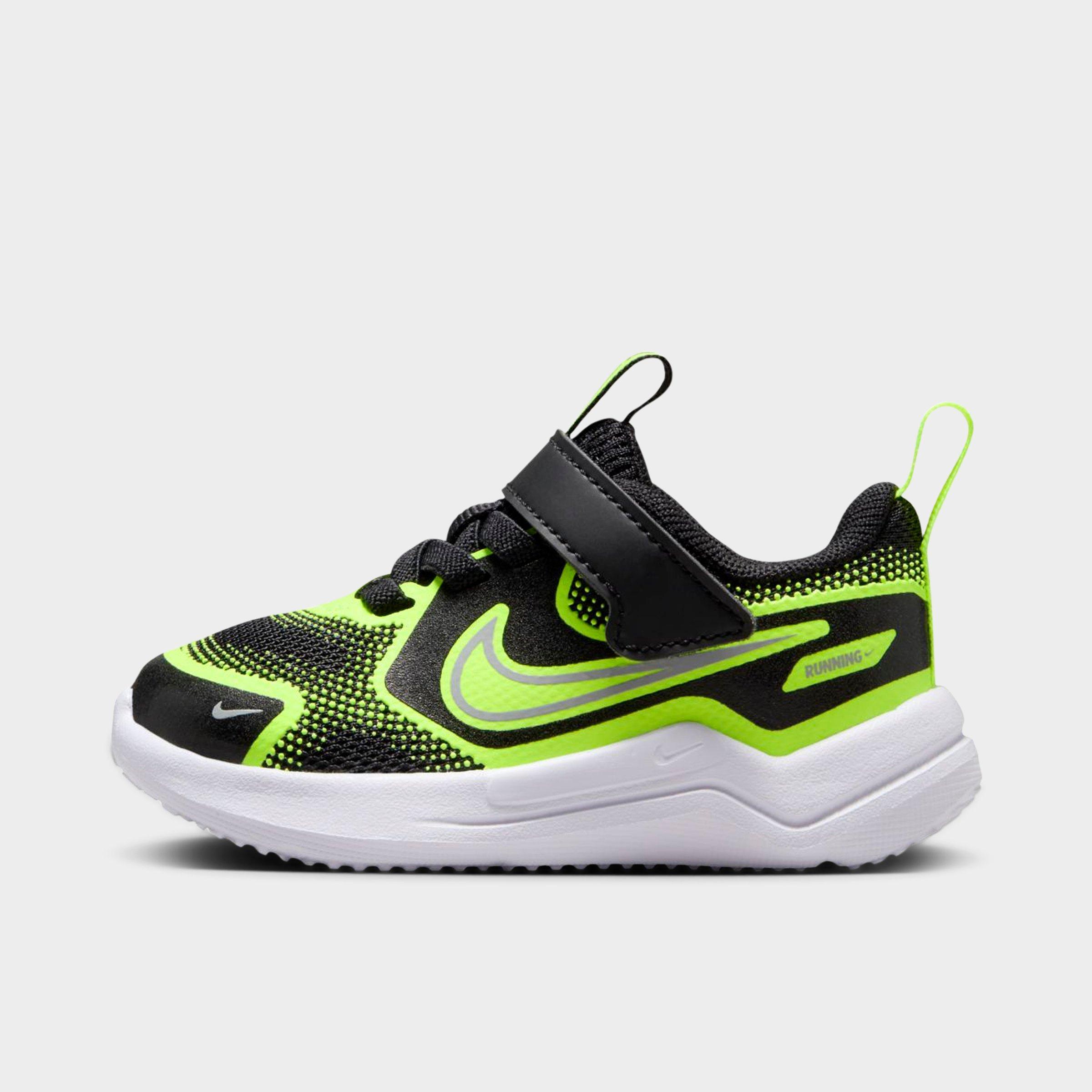 Nike Kids Toddler Cosmic Runner Stretch Lace Casual Shoes in BLACK/WOLF GREY-VOLT Size: 2.0