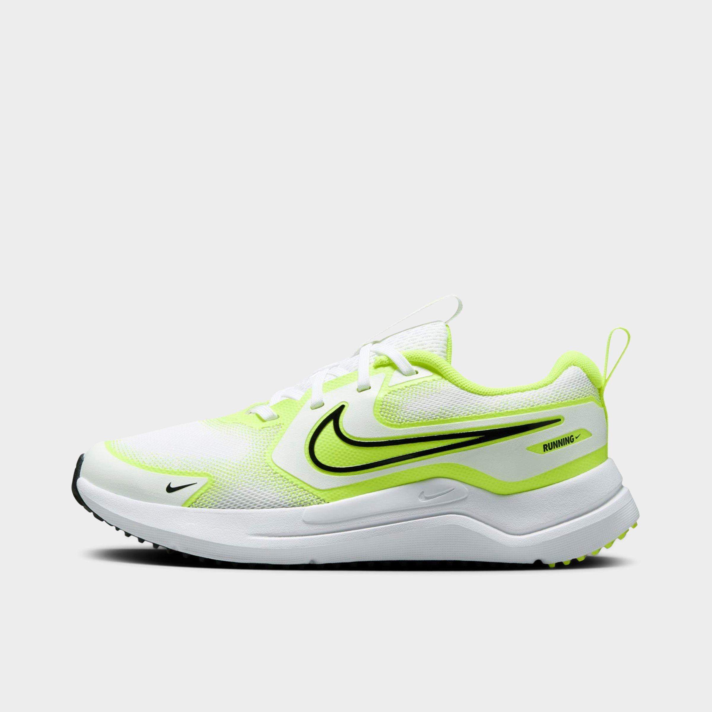 Nike Big Kids Cosmic Runner Running Shoes in WHITE/BLACK-VOLT Size: 3.5