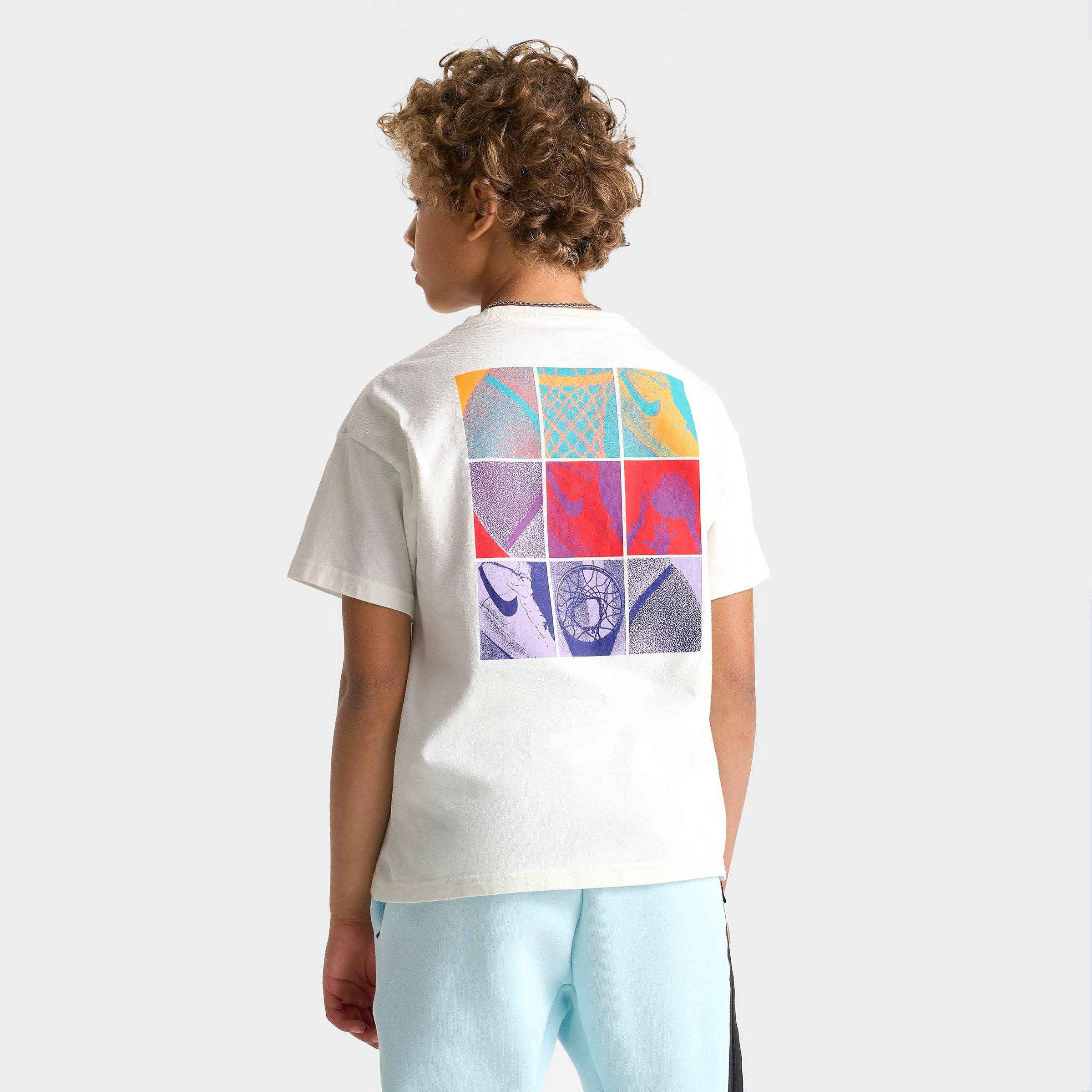 Nike Kids Sportswear Basketball Squares T-Shirt in Sail Size: Small