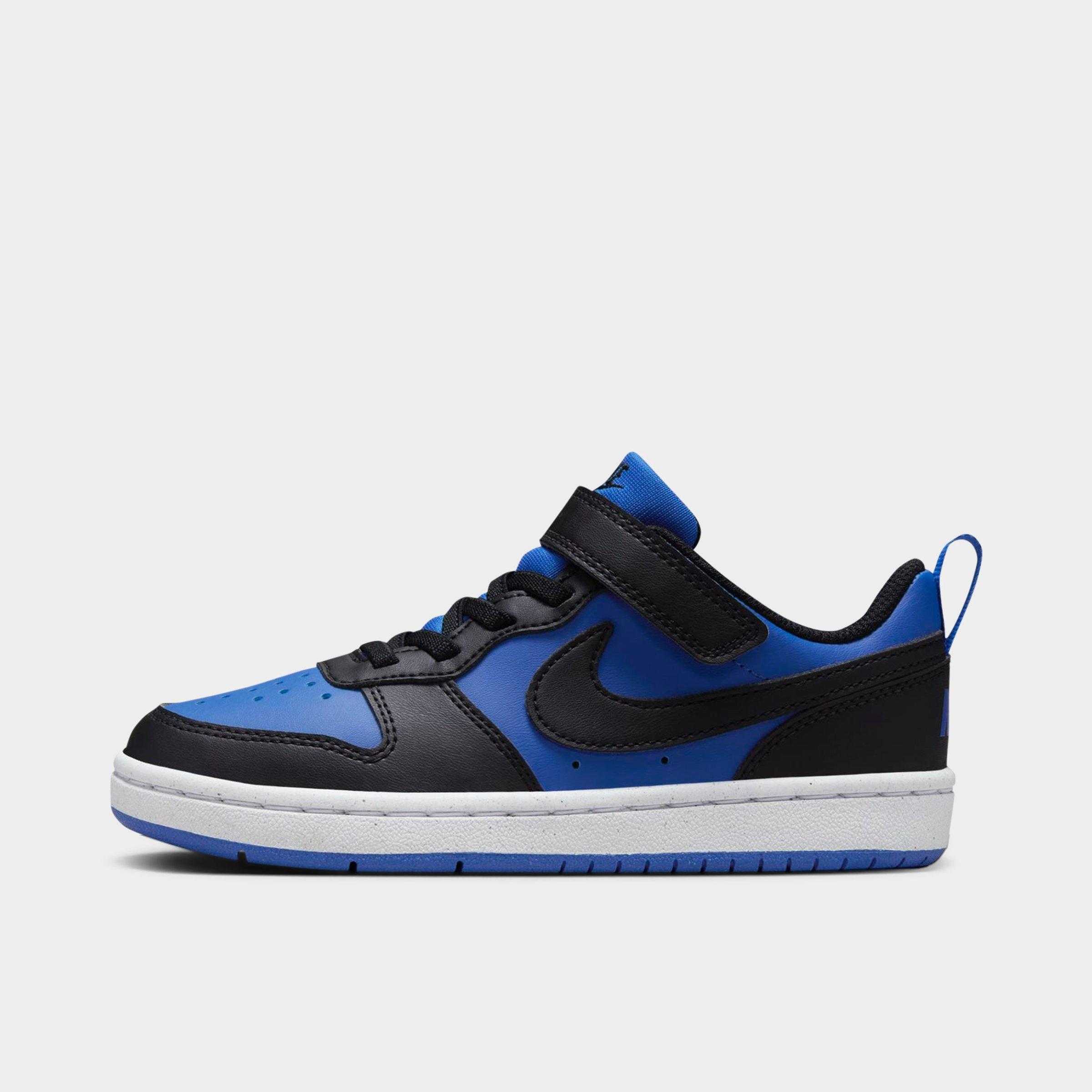 Nike Little Kids Court Borough Low 2 Casual Shoes in Game Royal/White/Black Size: 13.5