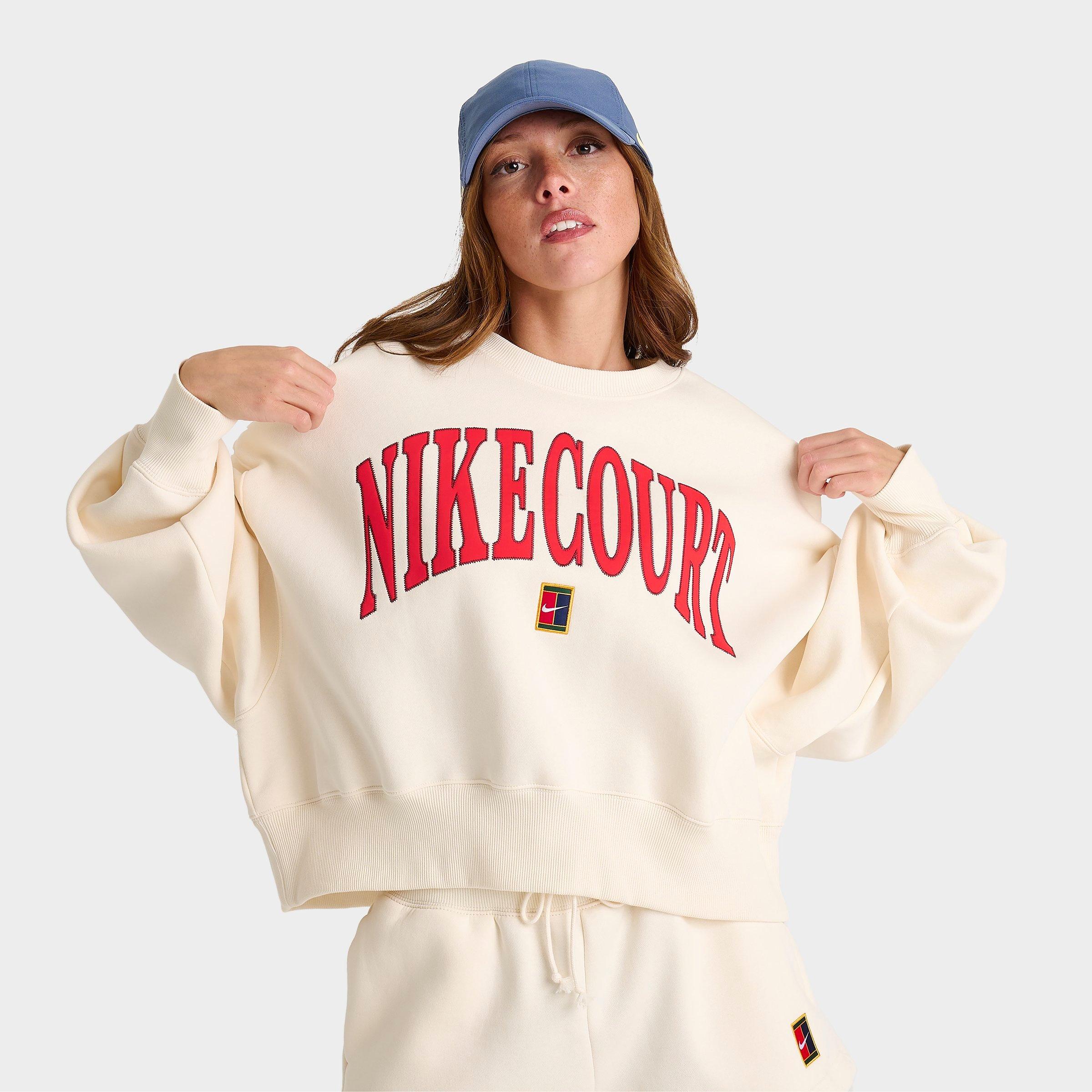 Nike Women's Tennis Court Over-Oversized Crewneck Sweatshirt in Pale Ivory Size: XS