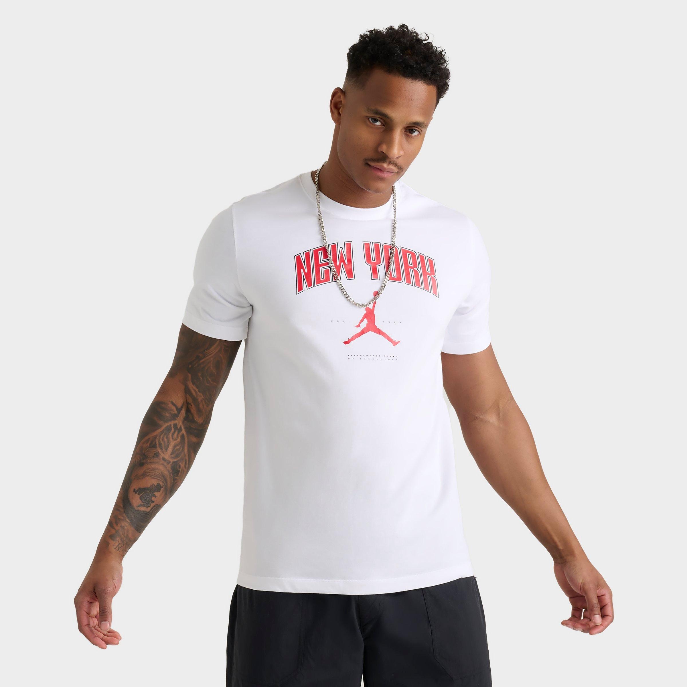 Jordan Men's New York Logo T-Shirt in White Size: Large