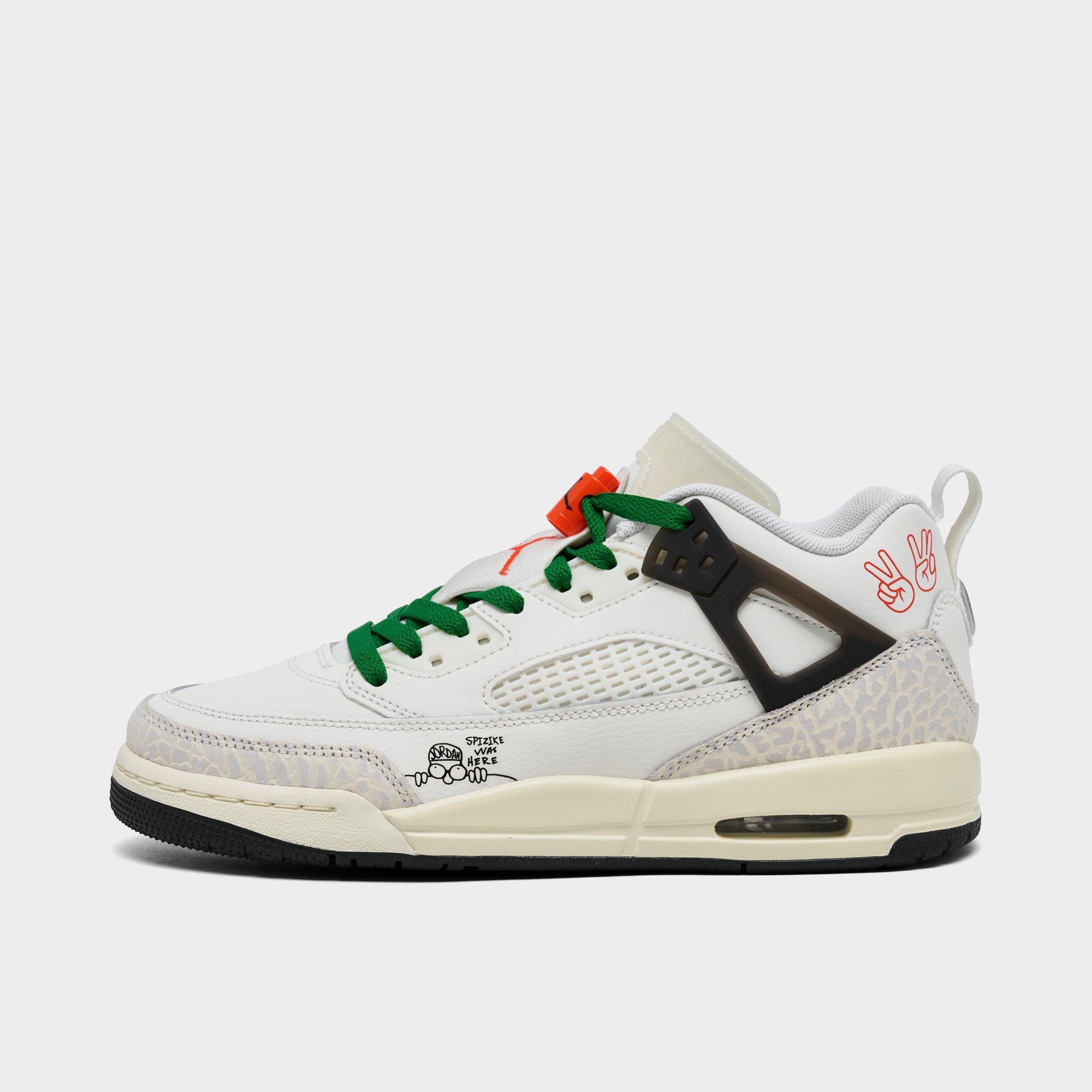 Jordan Big Kids Spizike Low Casual Shoes in Sail/Black/Pine Green Size: 4.0