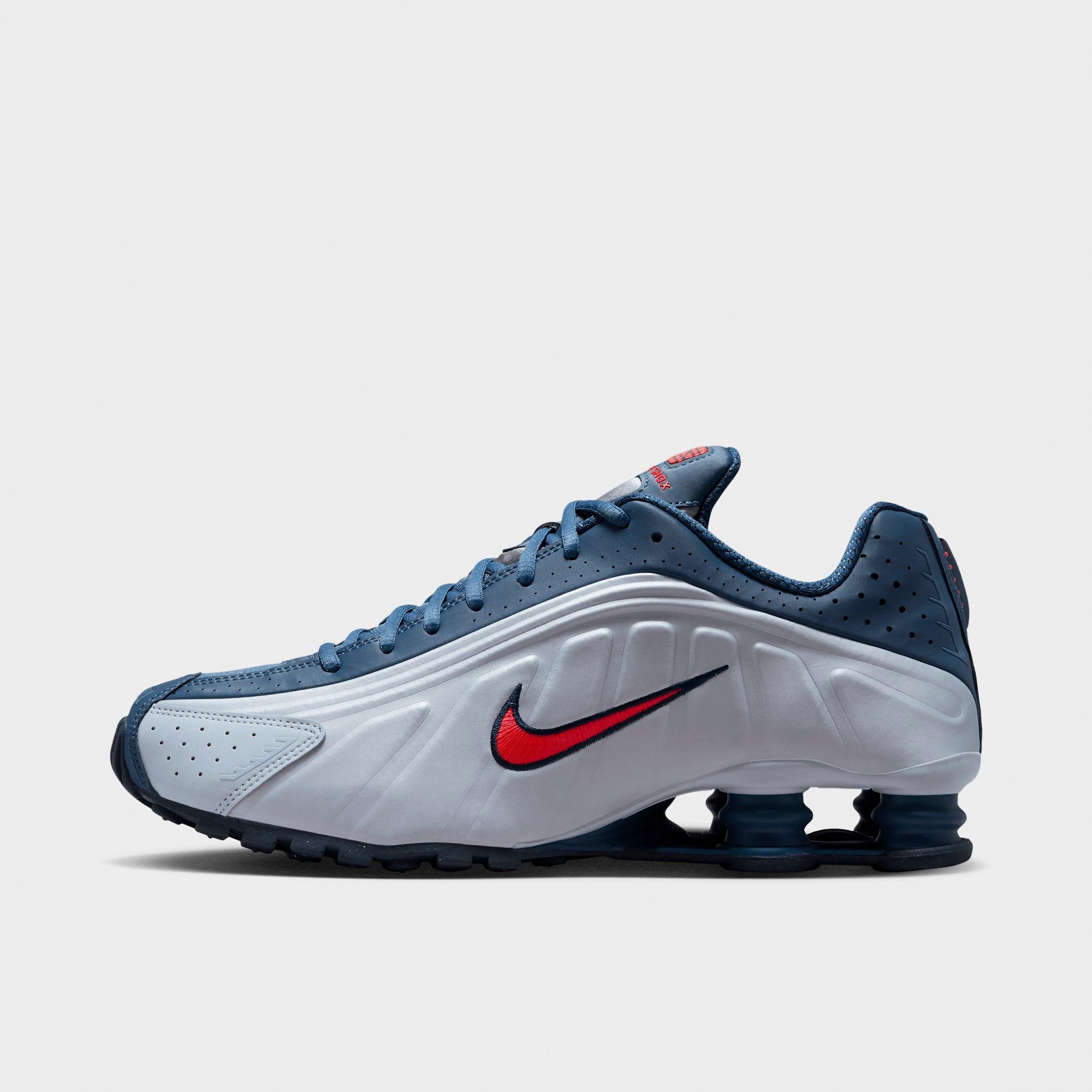 Nike Men's Shox R4 Casual Shoes in Football Grey/New Slate/Blue Eclipse Size: 9.5