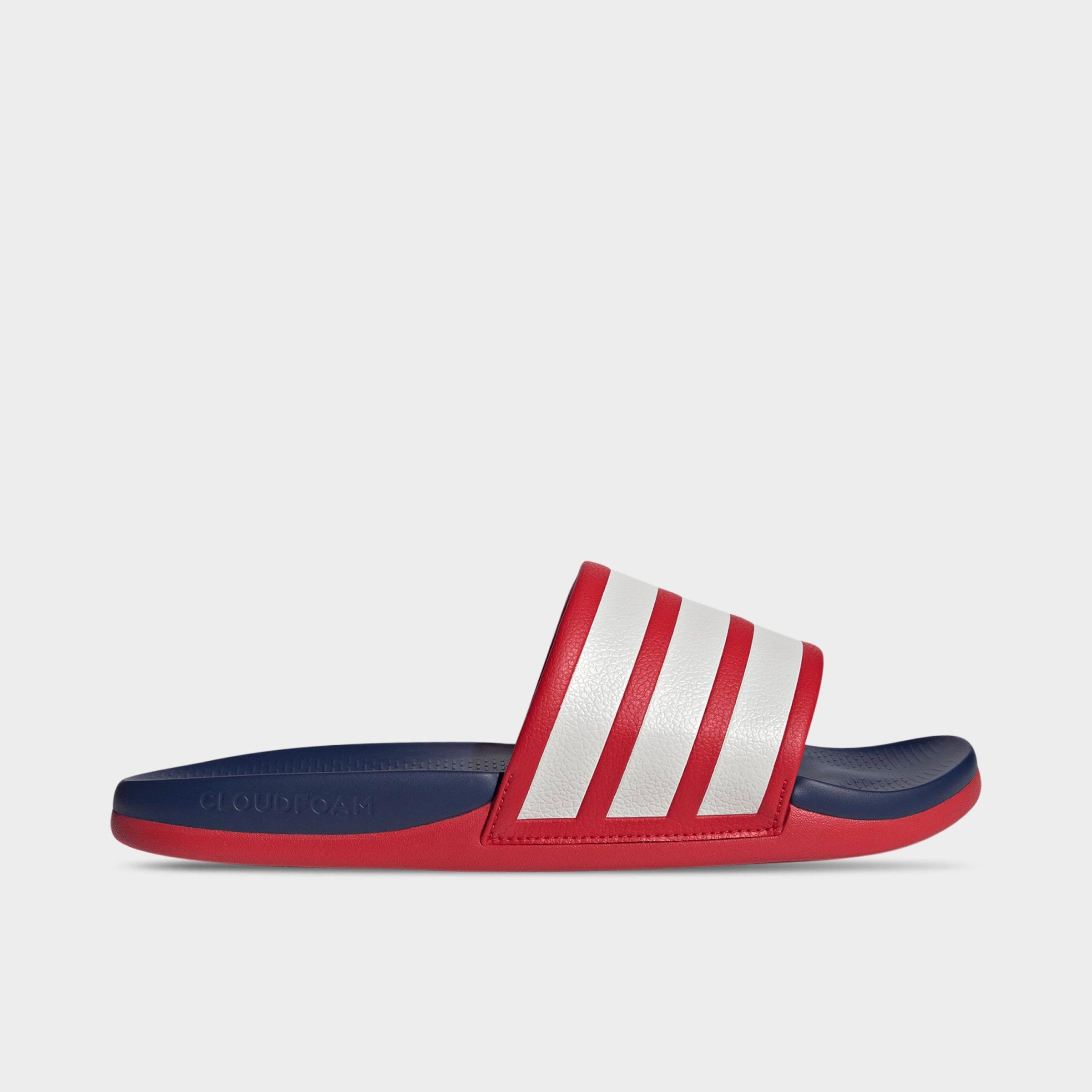 adidas Women's Adilette Comfort 2.0 Slide Sandals in Better Scarlet/Crystal White/Dark Blue Size: 12.0