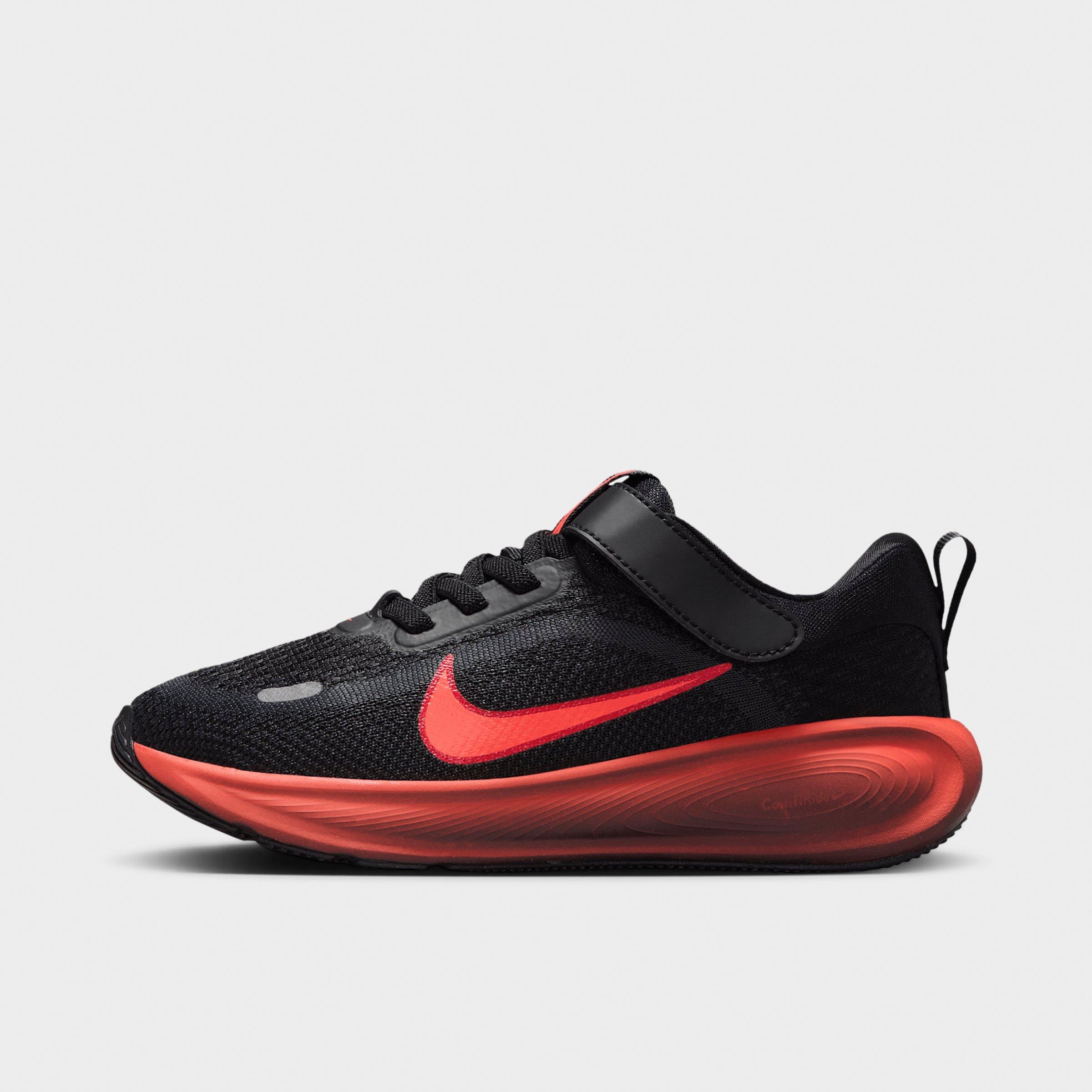 Nike Little Kids Stellar Ride Stretch Lace Running Shoes in Black/Cool Grey/University Red Size: 3.0