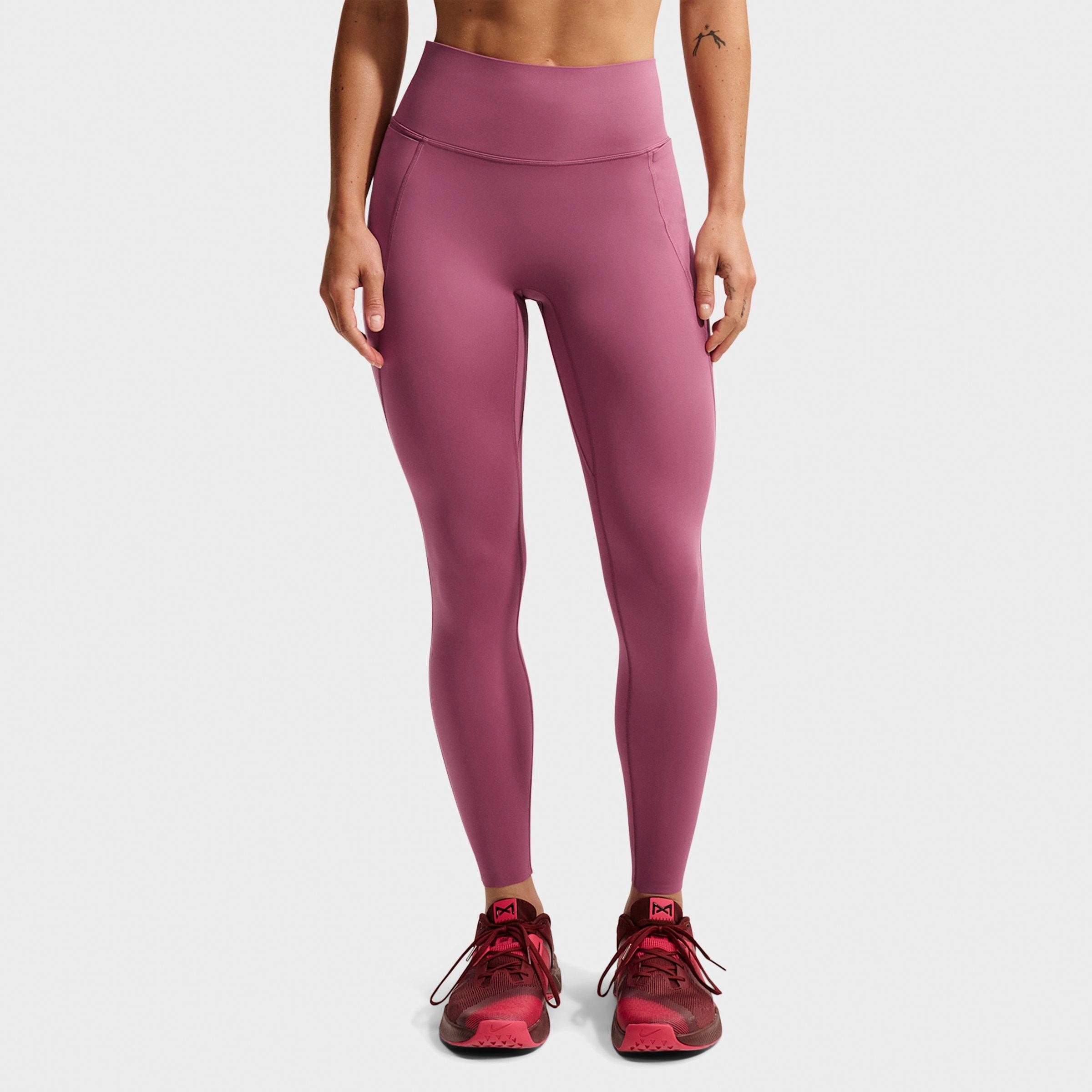 Nike Women's Universa High-Rise 7/8 Leggings (With Pockets) in Pink Smoke/Pink Smoke/Mystic Dates Size: Medium