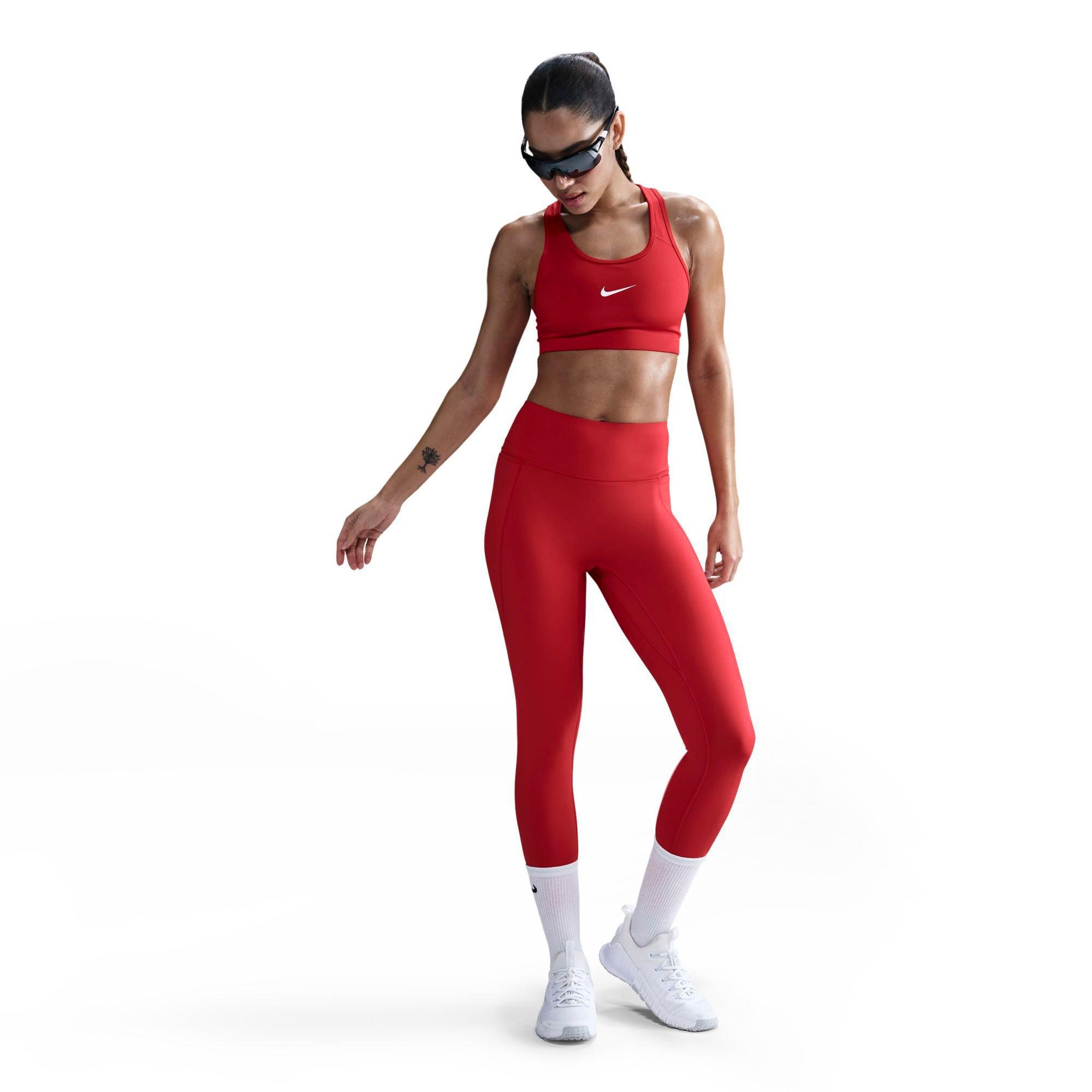 Nike Women's Universa High-Rise 7/8 Leggings (With Pockets) in UNIVERSITY RED/UNVRE Size: XS