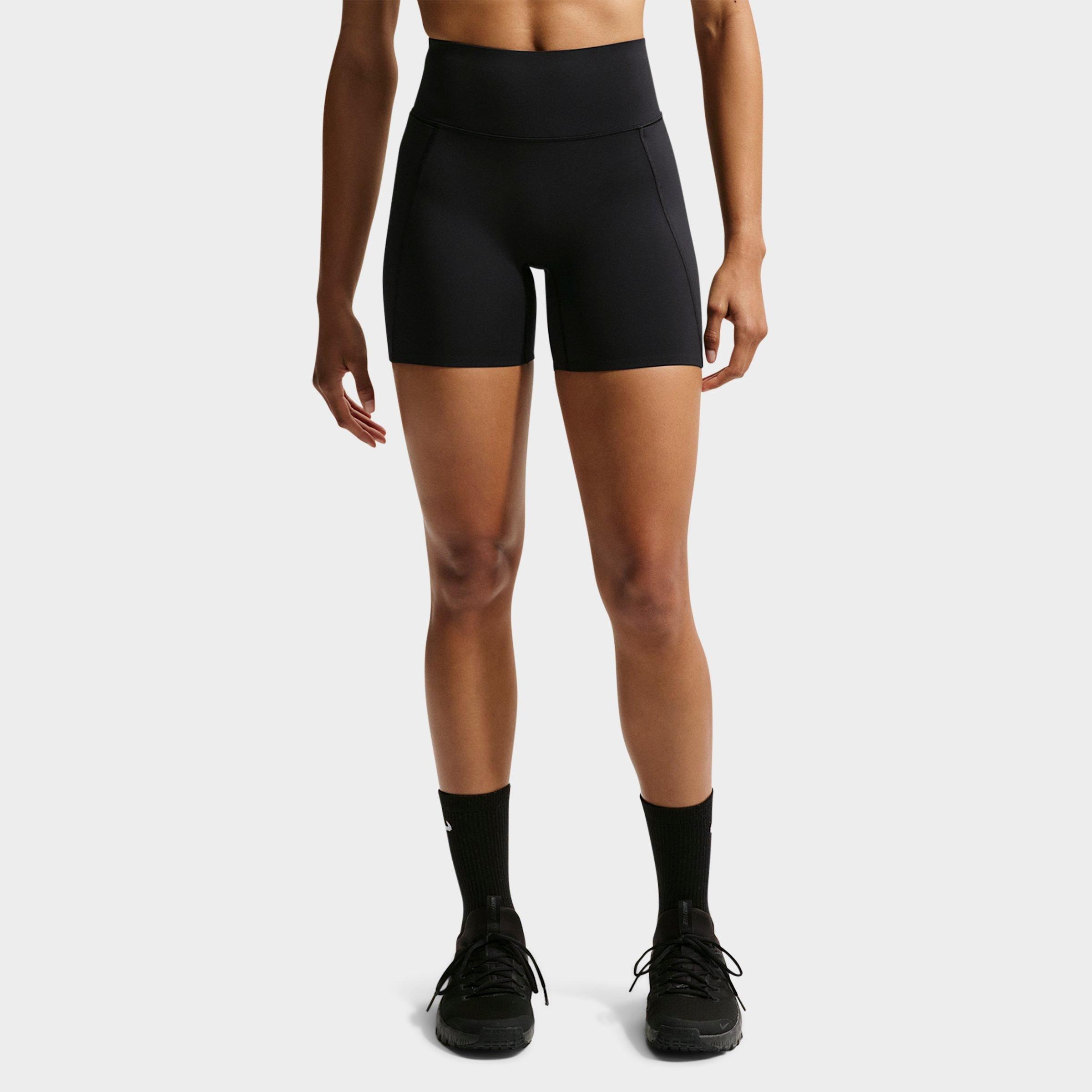 Nike Women's Universa High-Waisted 5" Biker Shorts (With No Front Seam) in Black/Anthracite/Dark Smoke Grey Size: Medium