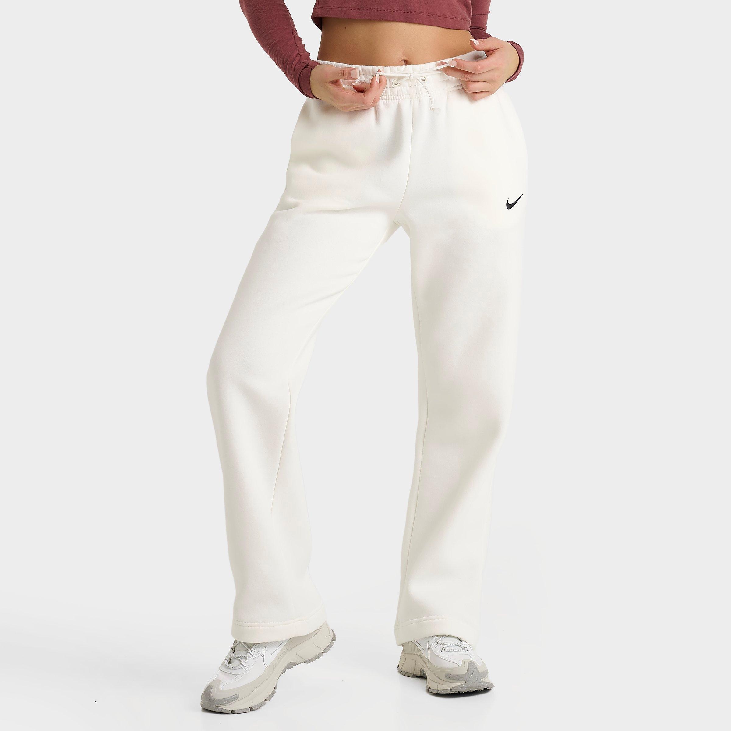 Nike Women's Sportswear Phoenix Fleece Open Hem Pants in Sail/Black Size: XS