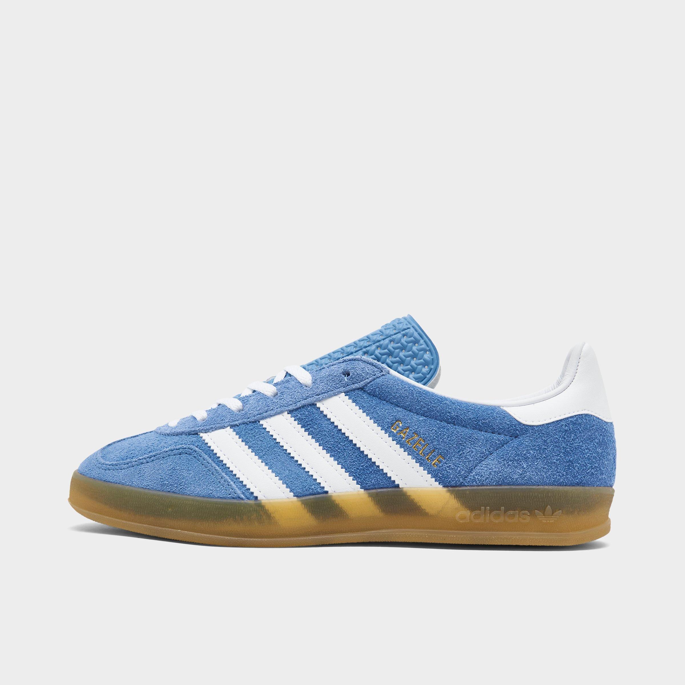 adidas Women's Originals Gazelle Indoor Casual Shoes in Blue Fusion/White/Gold Metallic Size: 7
