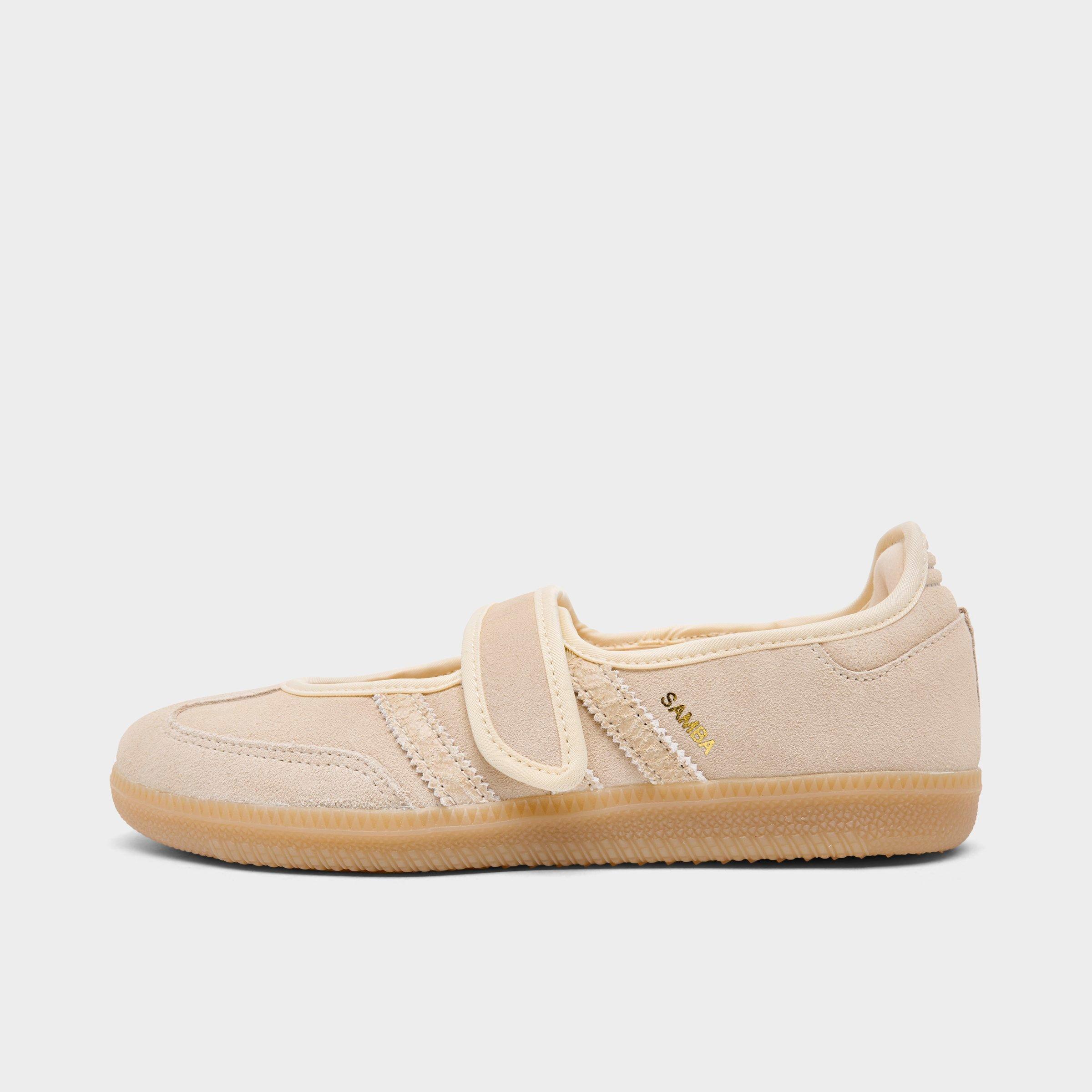 adidas Women's Originals Samba Jane Suede Casual Shoes in Sand Strata/Sand Strata/Gold Metallic Size: 7.0