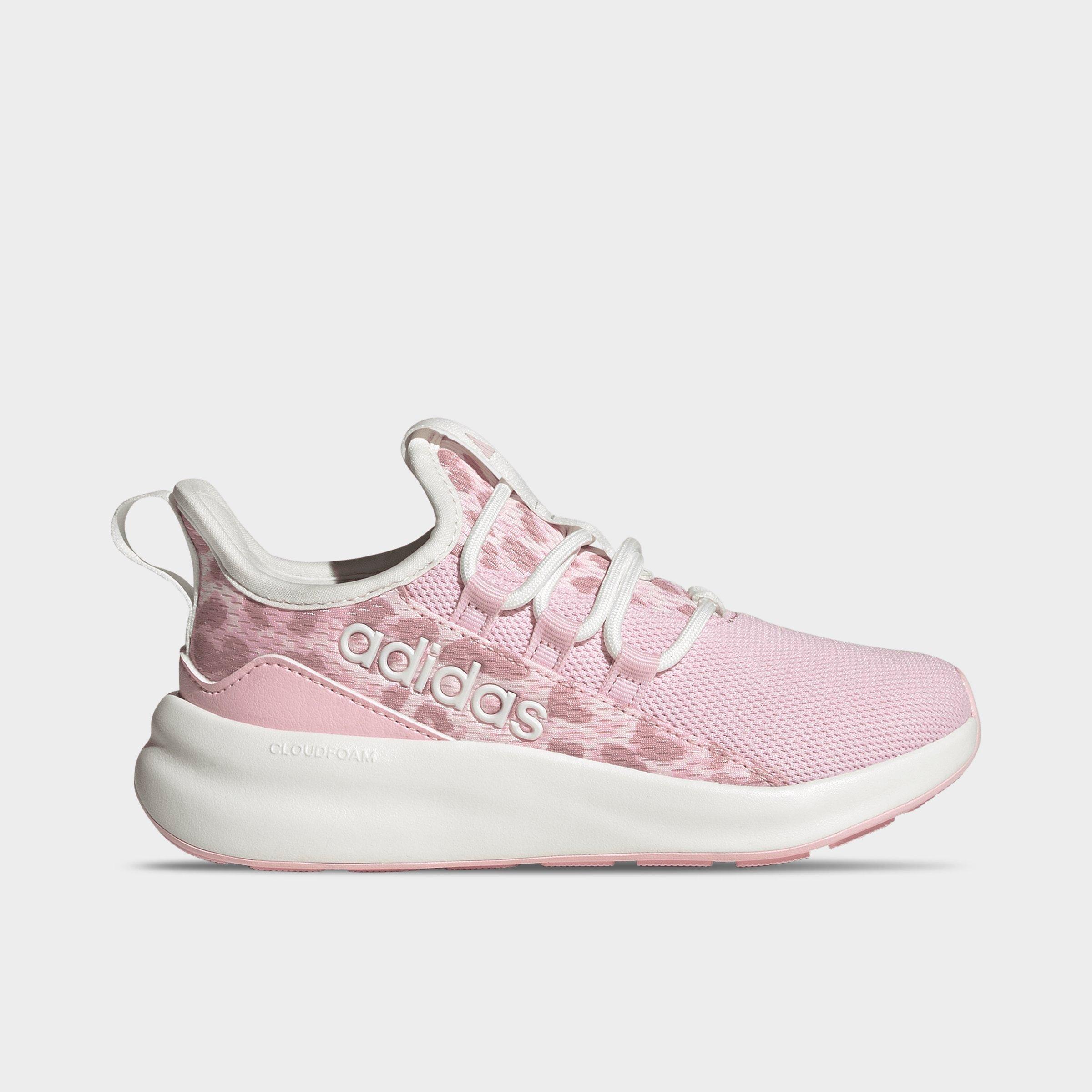 adidas Girls Little Kids and Big Kids Lite Racer Adapt 8.0 Stretch Lace Casual Shoes in Core White/Distilled Pink/Clear Pink Size: 7.0