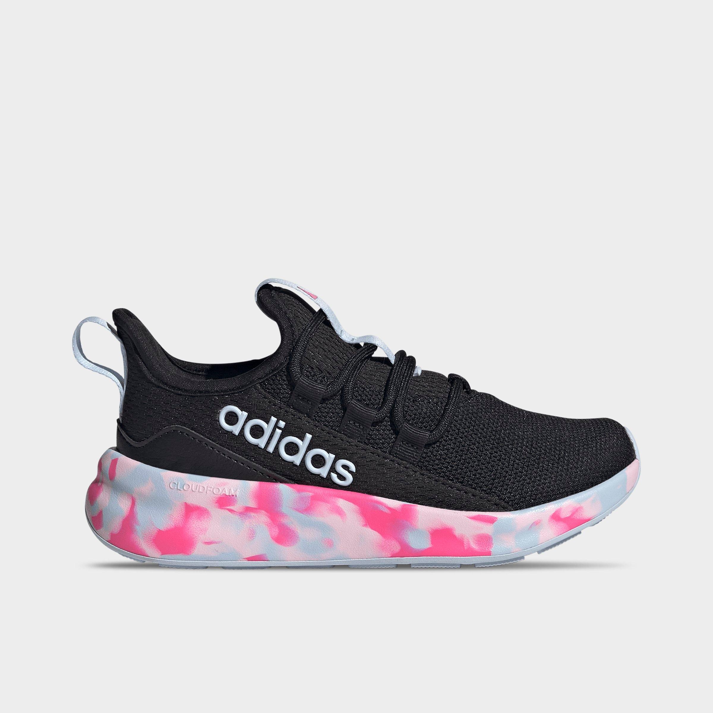 adidas Girls Little Kids and Big Kids Lite Racer Adapt 8.0 Stretch Lace Casual Shoes in Core Black/Crystal Sky/Shock Pink Size: 3.5