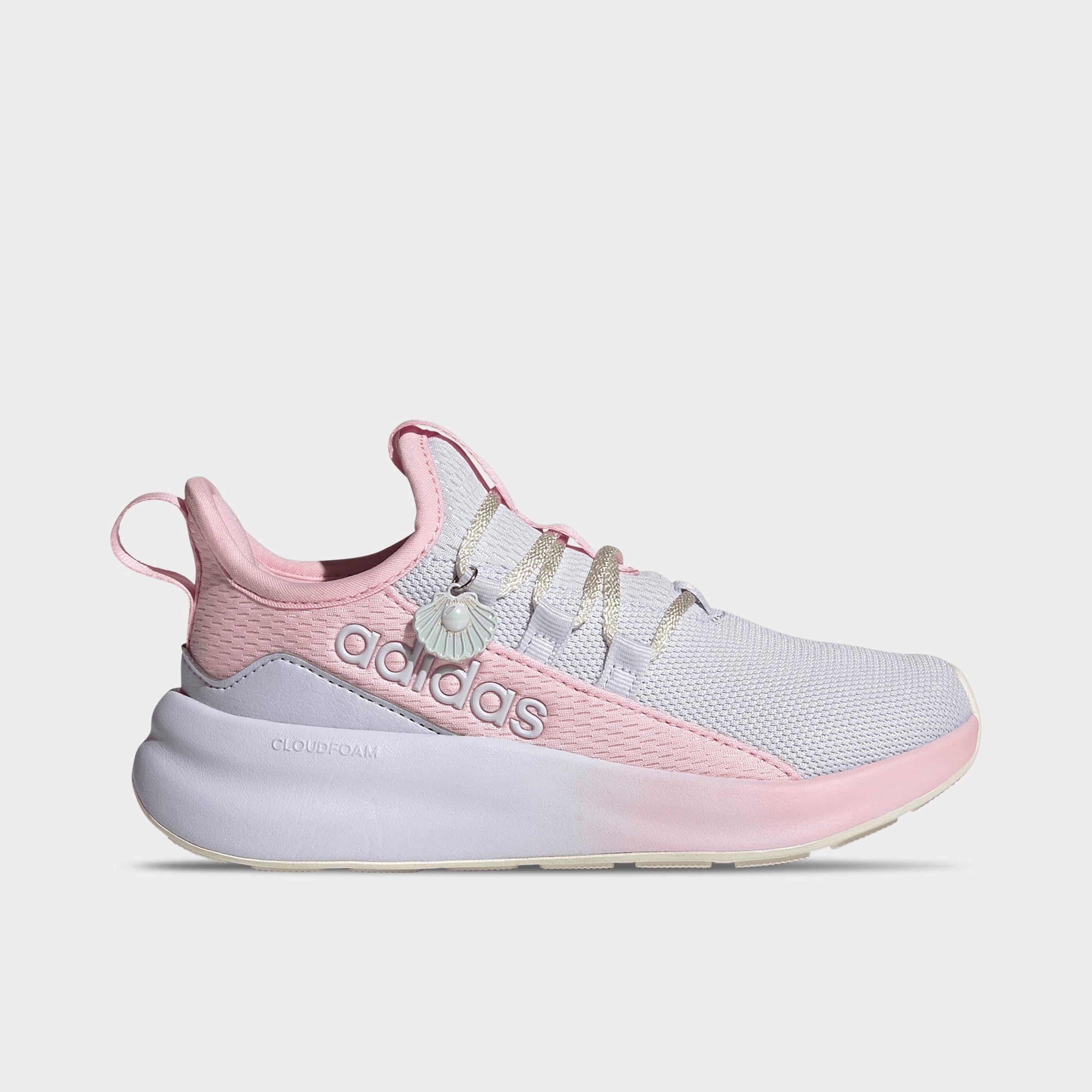adidas Girls Little Kids Lite Racer Adapt 8.0 Stretch Lace Casual Shoes in Frozen Purple/Clear Pink/Core White Size: 10.5