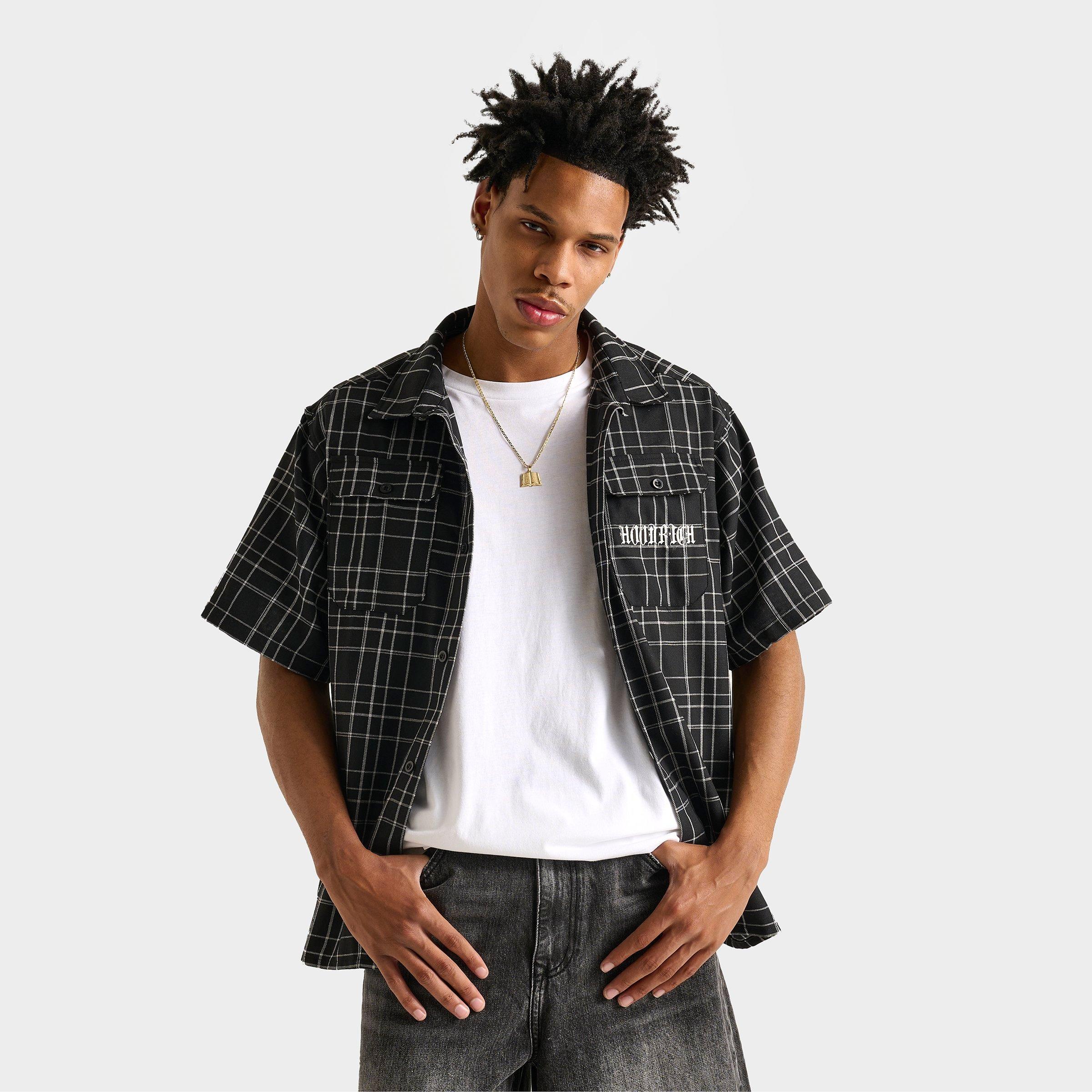 Hoodrich Men's Rite Plaid Button-Up Shirt in Black/White Size: Small
