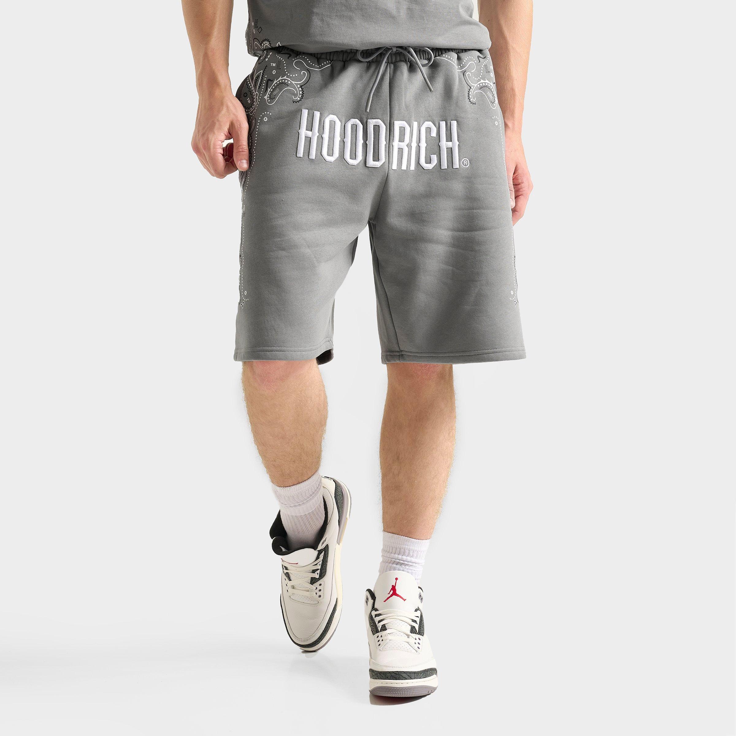 Hoodrich Men's Motif Oversized Shorts in Grey Size: Small