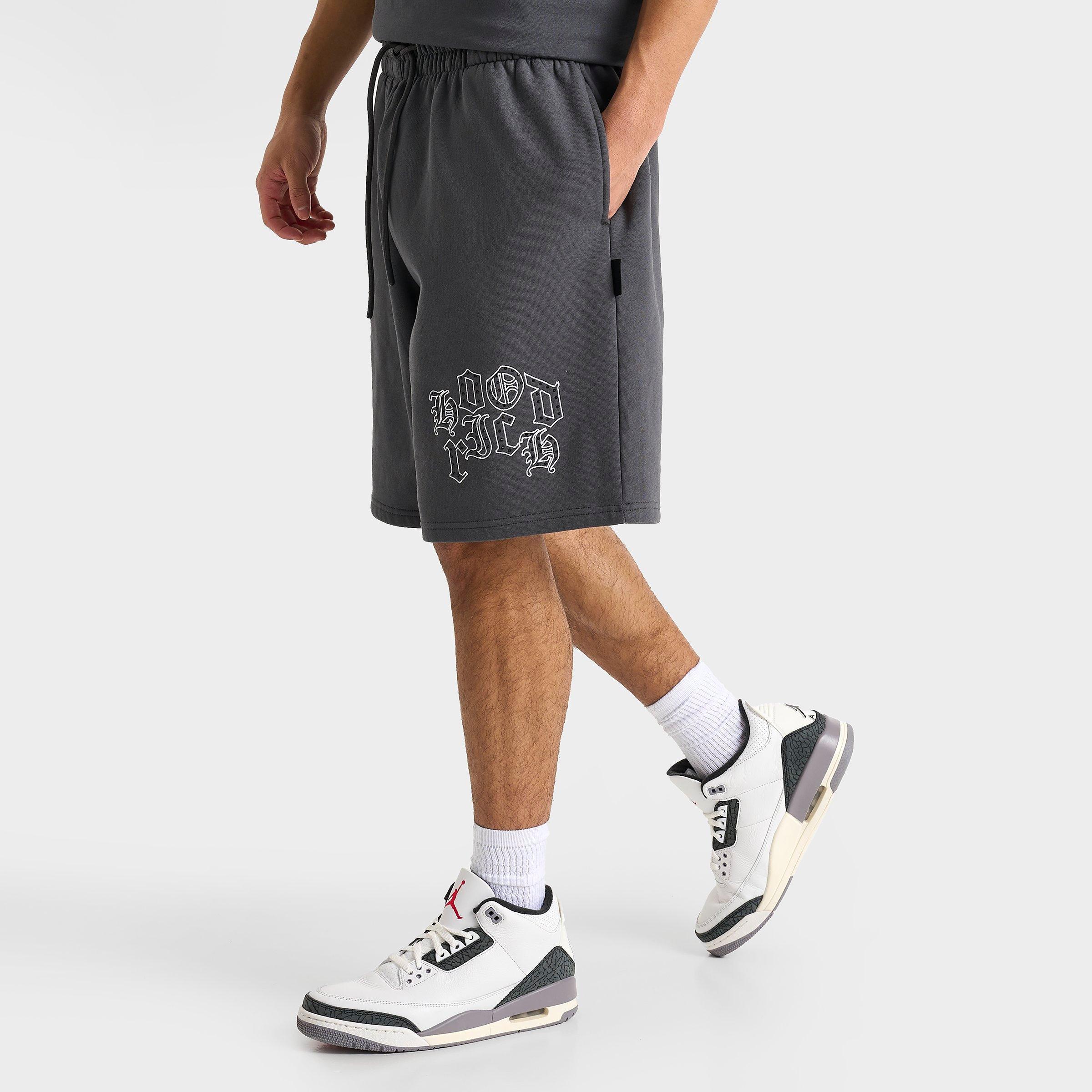 Hoodrich Men's Crown Graphic Fleece Shorts in Asphalt Size: Small