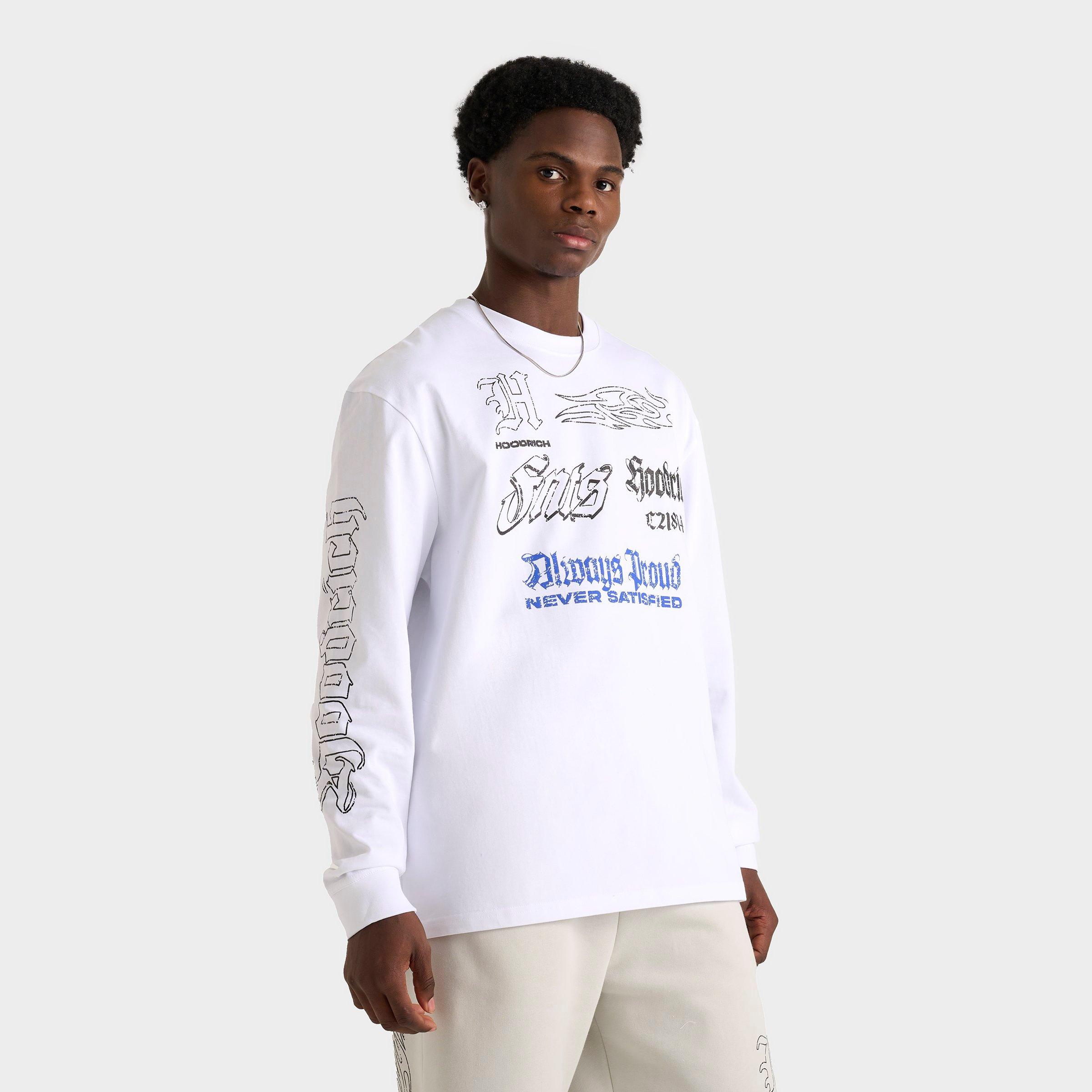 Hoodrich Men's Blaze Graphic Long-Sleeve T-Shirt in White/Black/Blue Size: Small