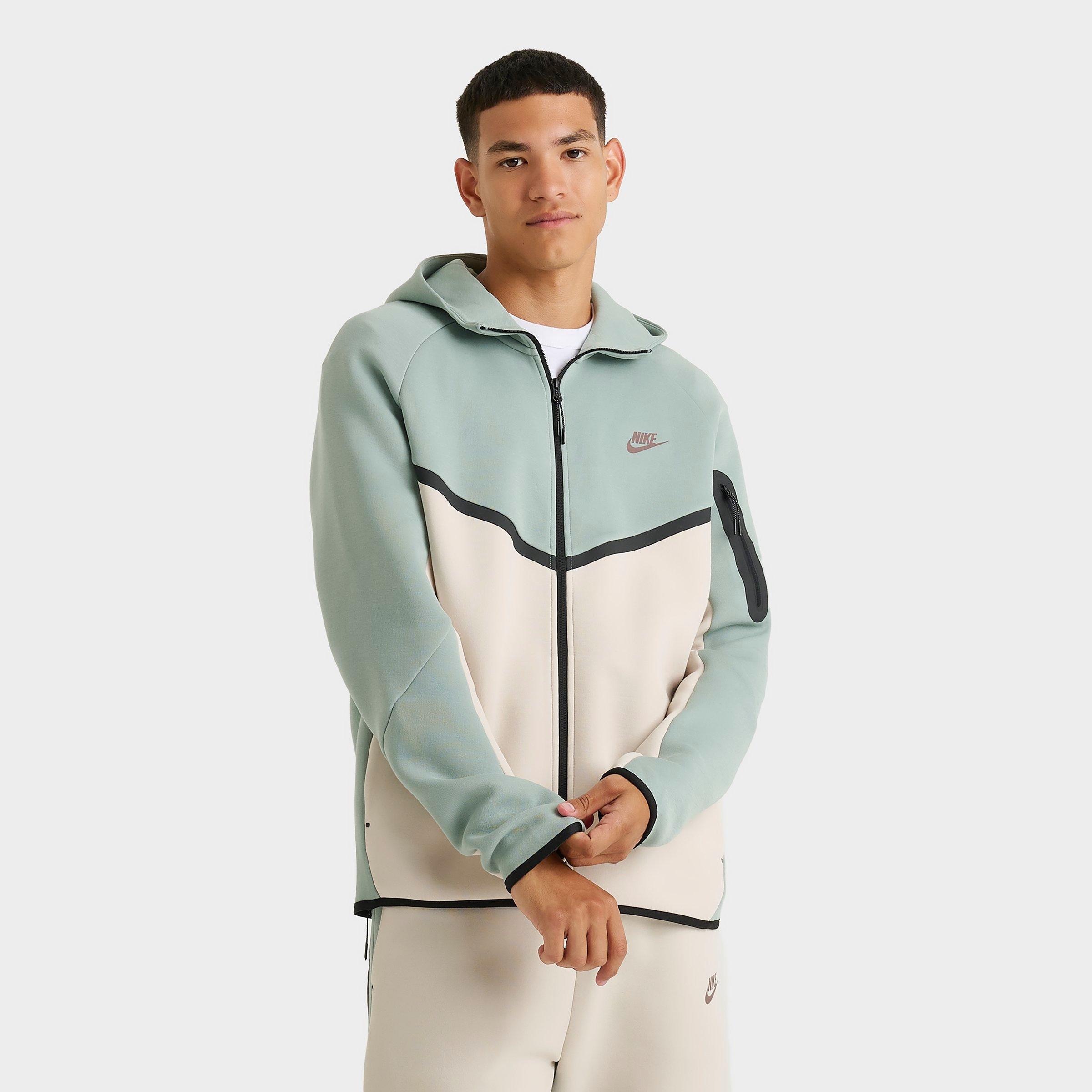 Nike Men's Tech Full-Zip Fleece Windrunner Hoodie in Dusty Sage/Light Orewood Brown/Plum Eclipse Size: XS