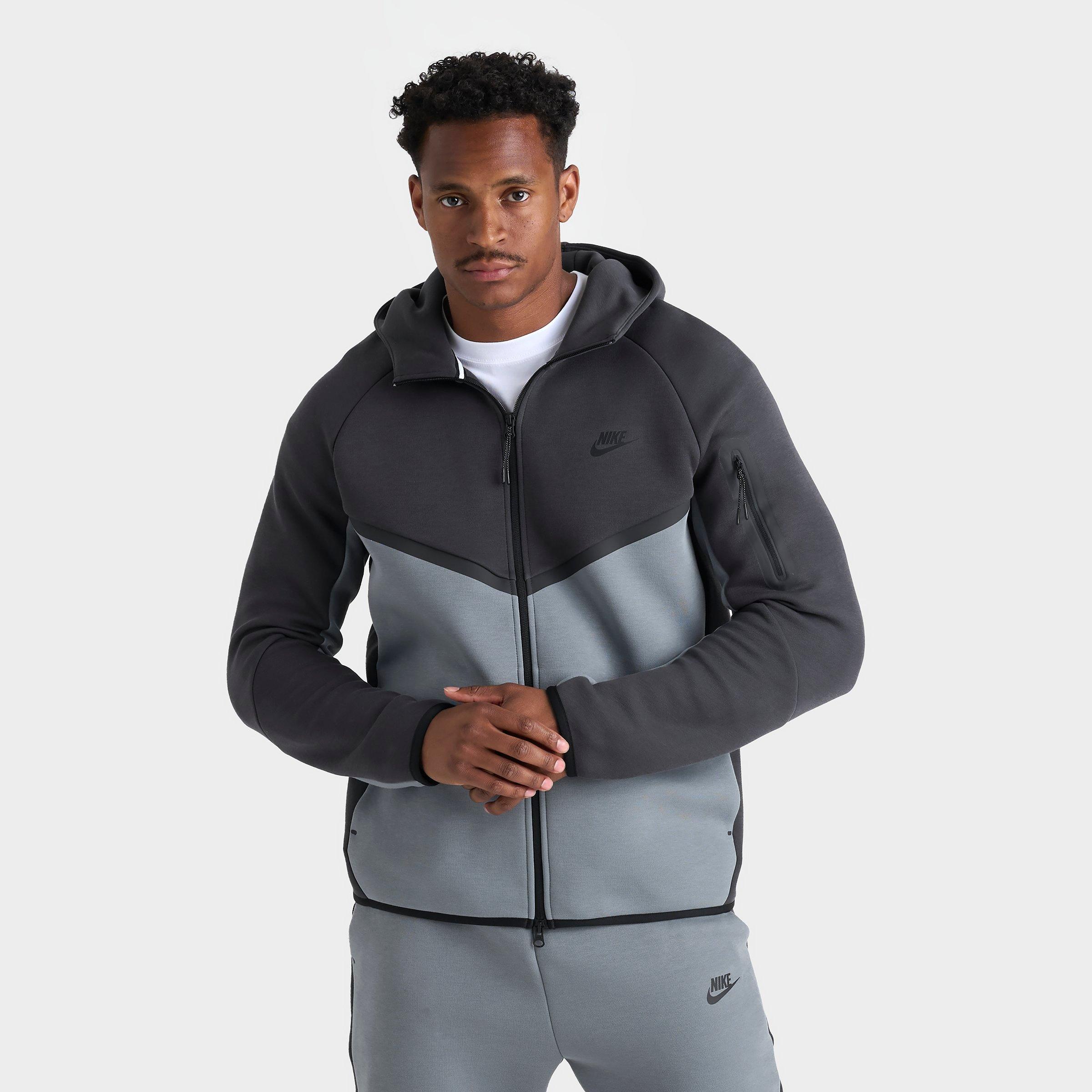 Nike Men's Tech Full-Zip Fleece Windrunner Hoodie in Anthracite/Cool Grey/Black Size: XS