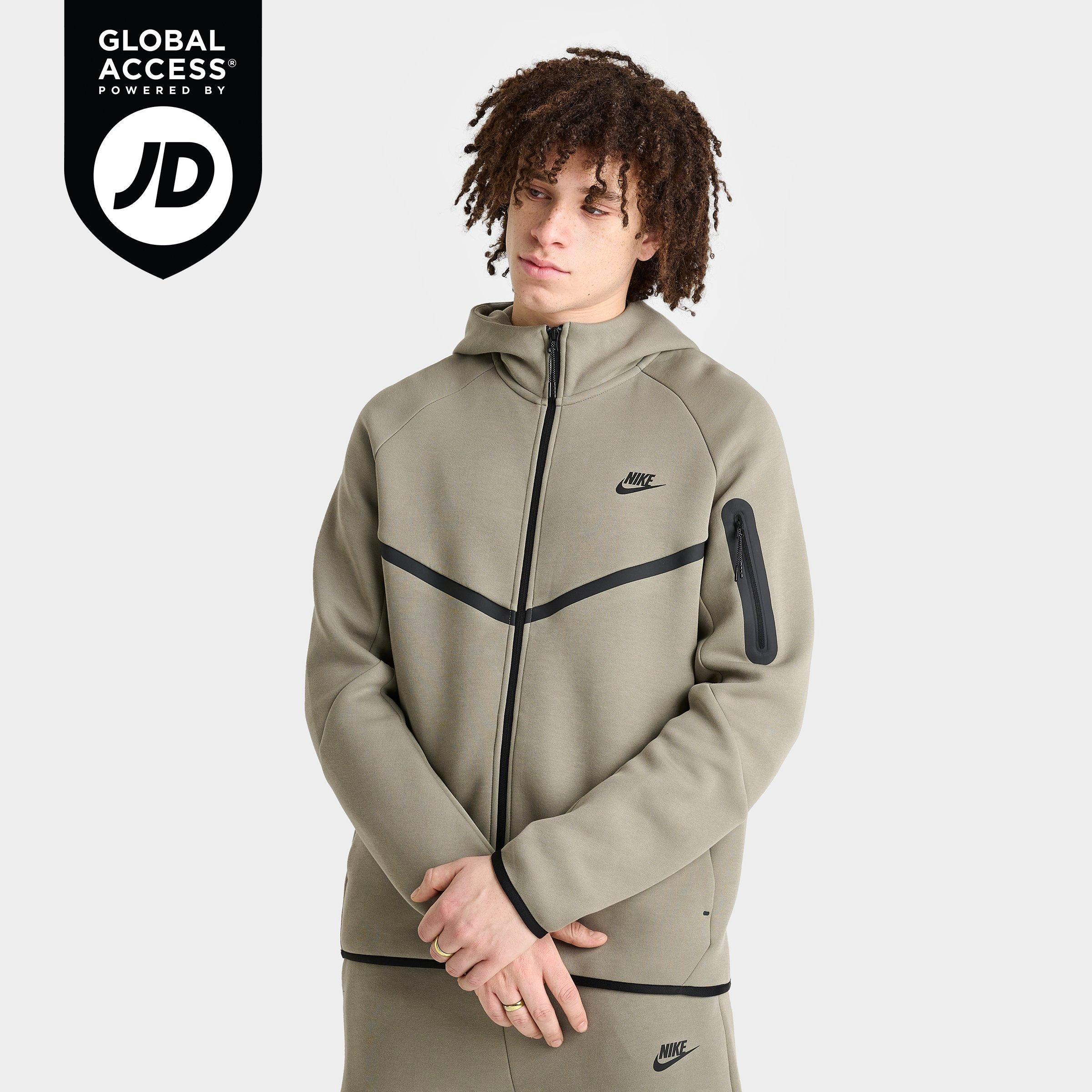 Nike Men's Tech Full-Zip Fleece Windrunner Hoodie in Light Army/Black Size: Medium